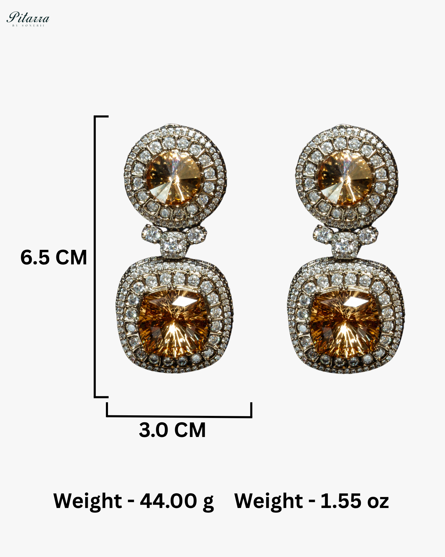 Long Yellow Stone Cubic Zirconia Necklace Set
