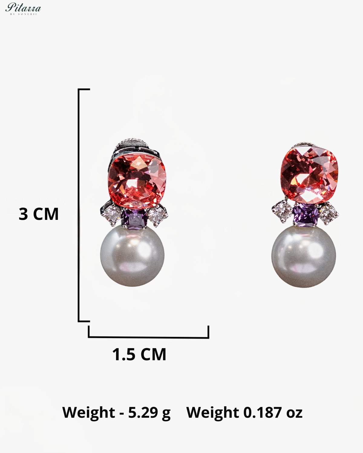Dark Red Crystal Pearl Drop Earrings
