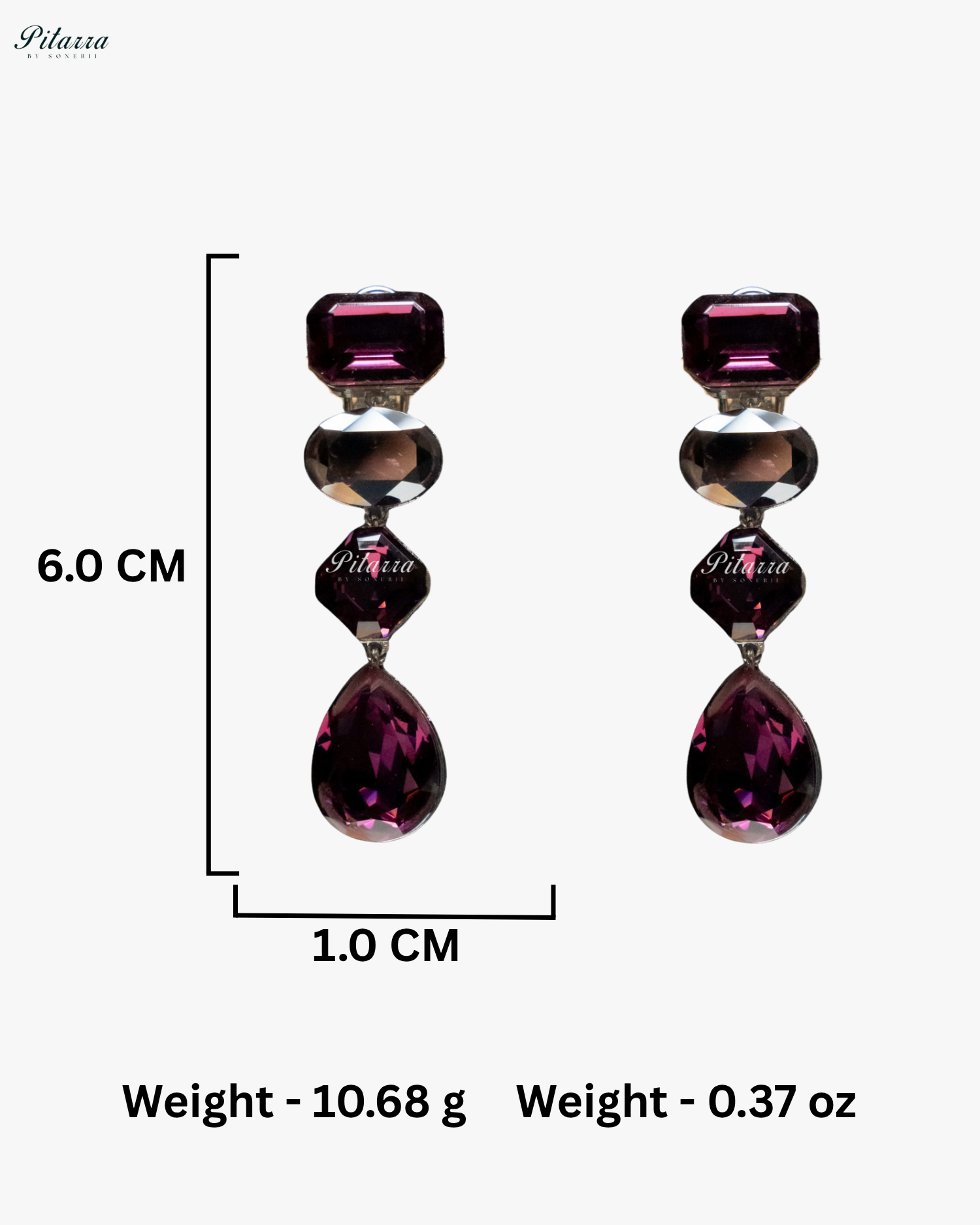 Amethyst Stone Studded Geometric Crystal Drop Earrings