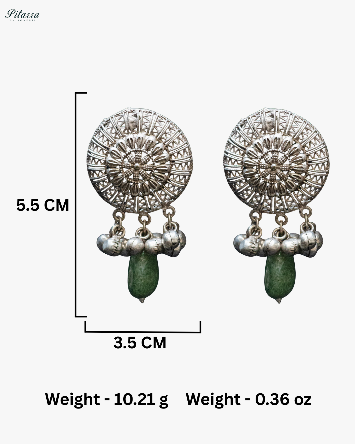 Green Stone Pastel Green Pearl Antique Long Silver Look Alike Necklace Set