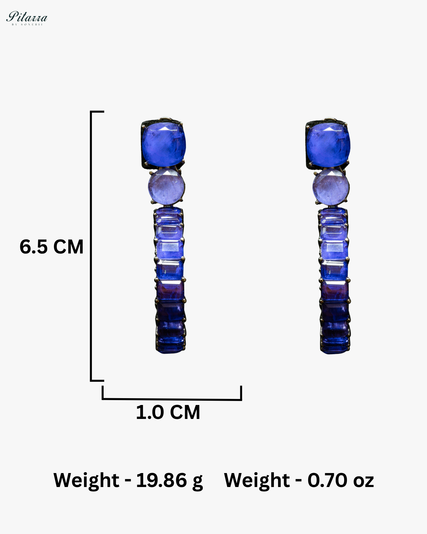 Blue Circular Crystal Statement Dangle Earrings