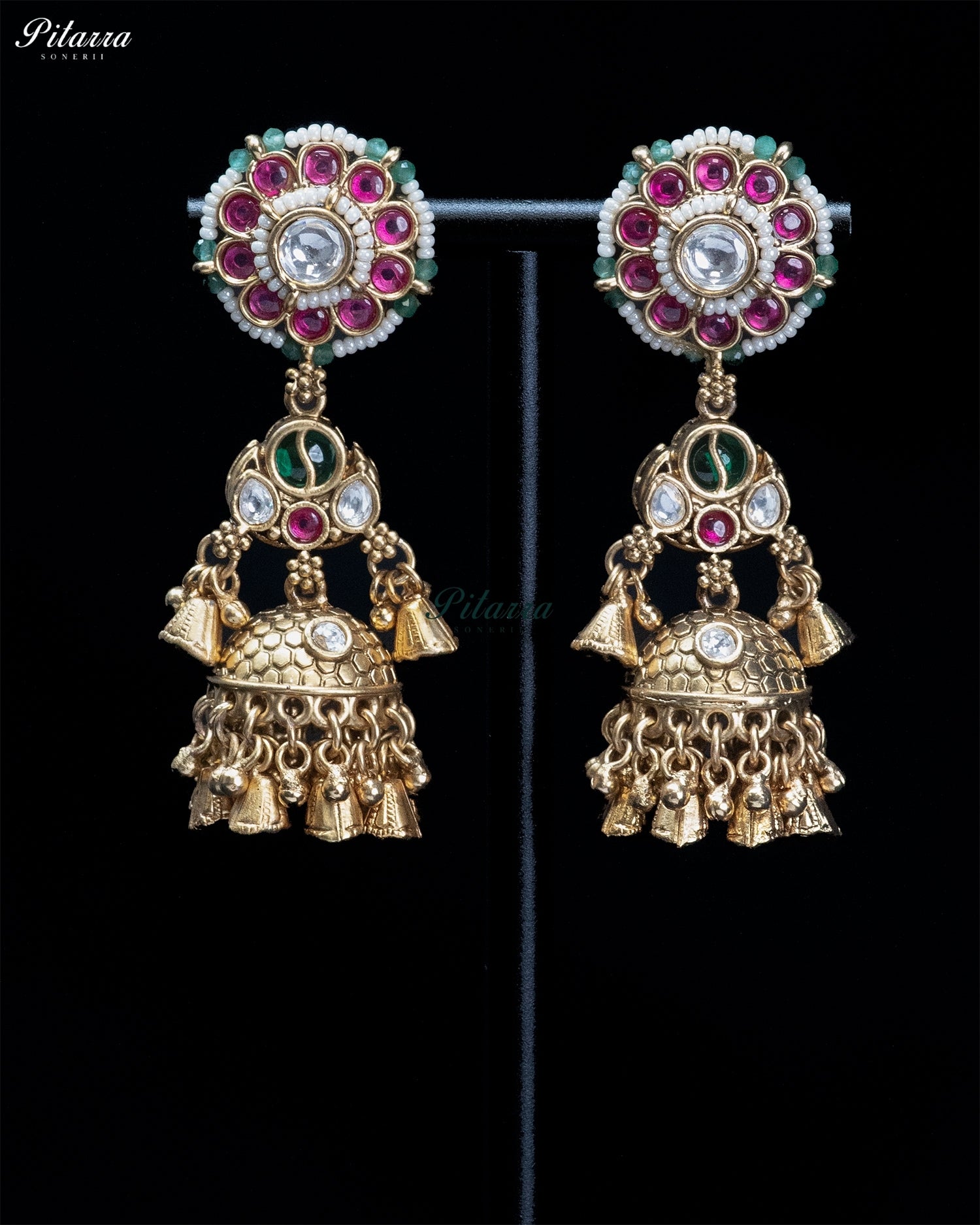 Multicolor Pearl Jhumka Necklace Set