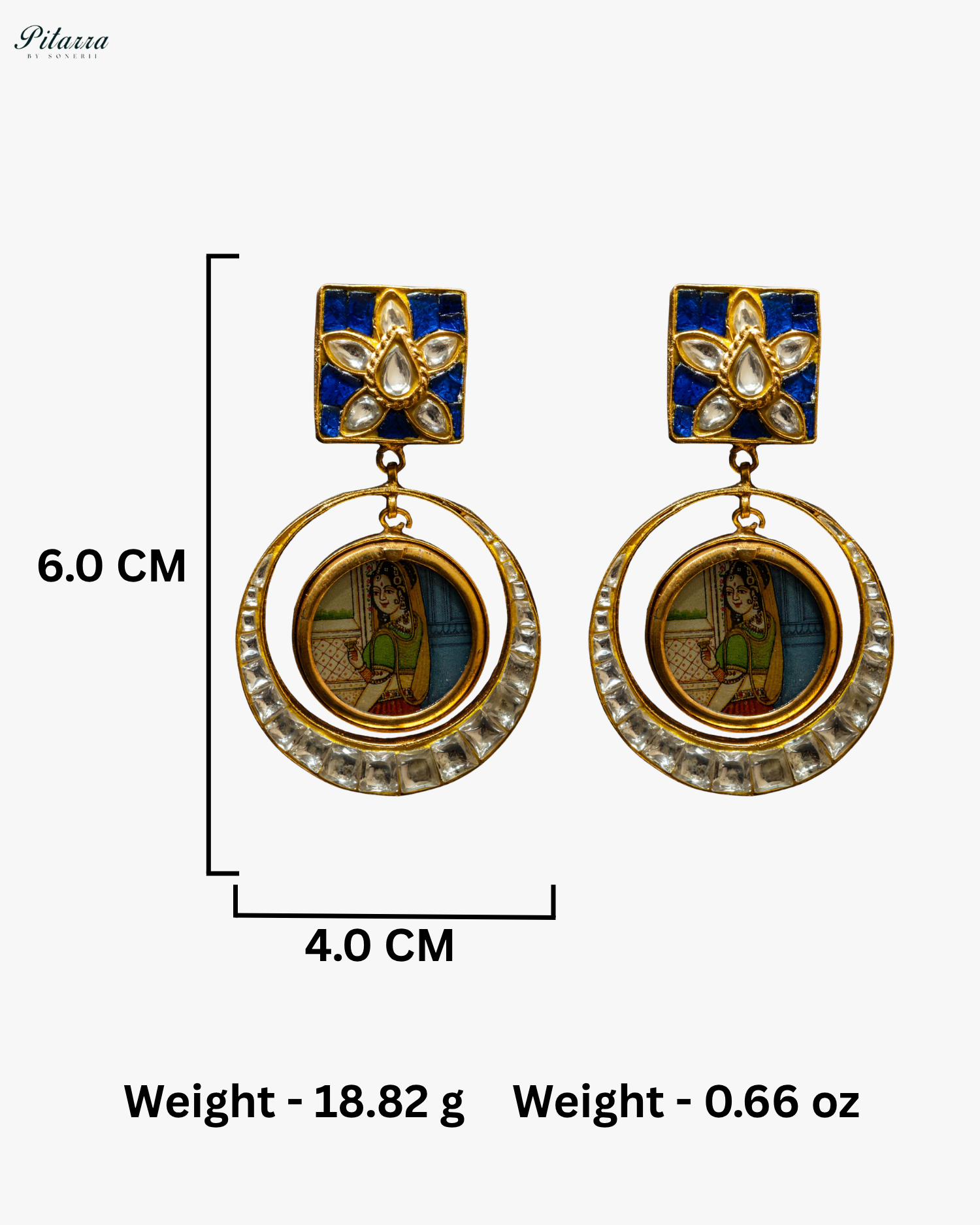 Blue Rani Bold Style Kundan Earrings