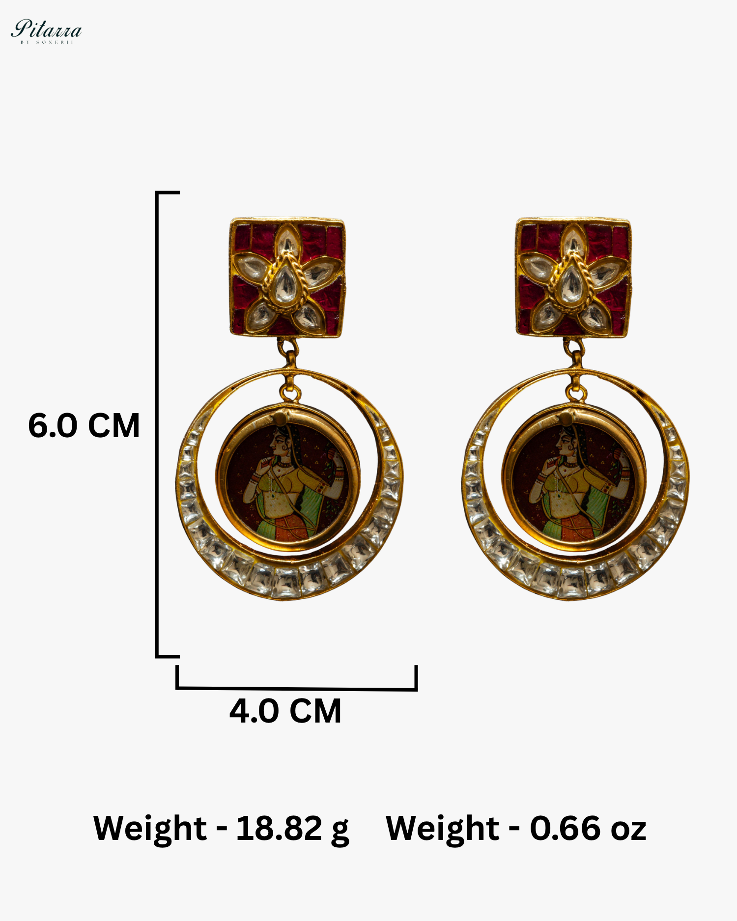 Red Rani Bold Style Kundan Earrings