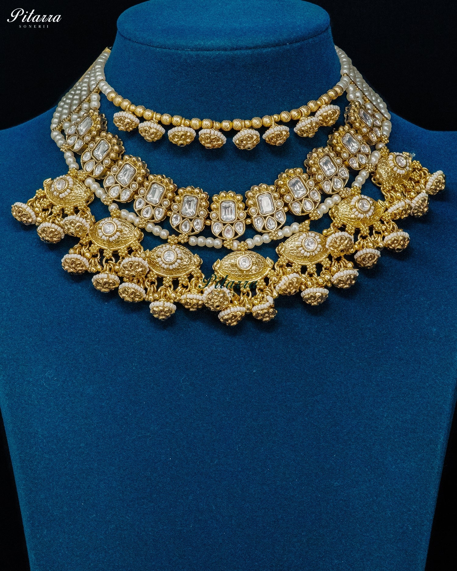 Pearl Kundan Jhumka Necklace Set