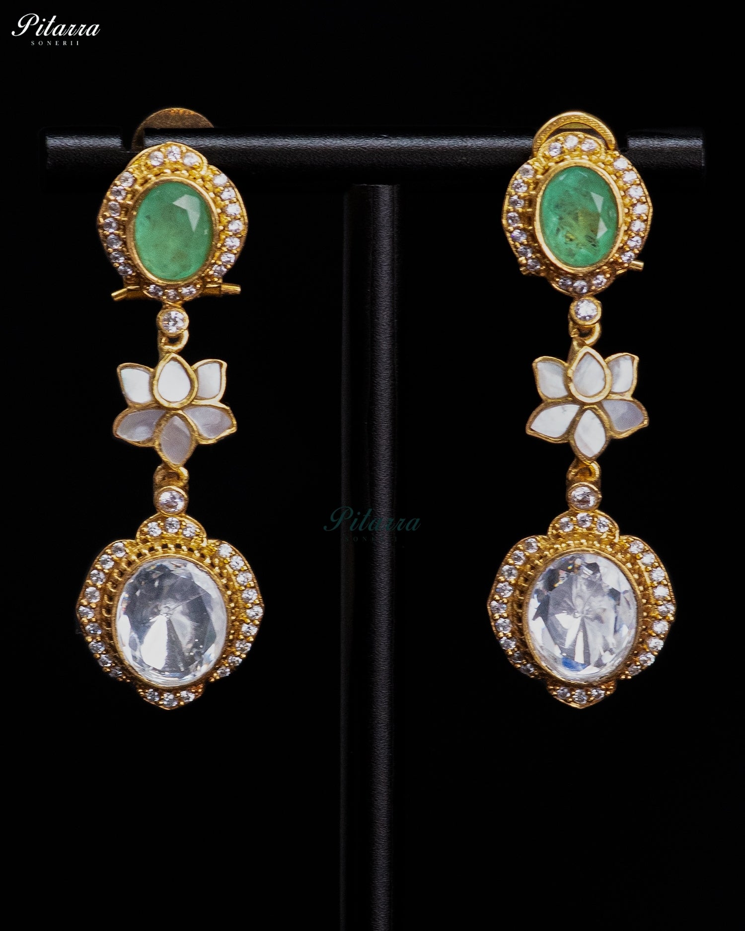 Emerald Bloom Kundan Necklace Set