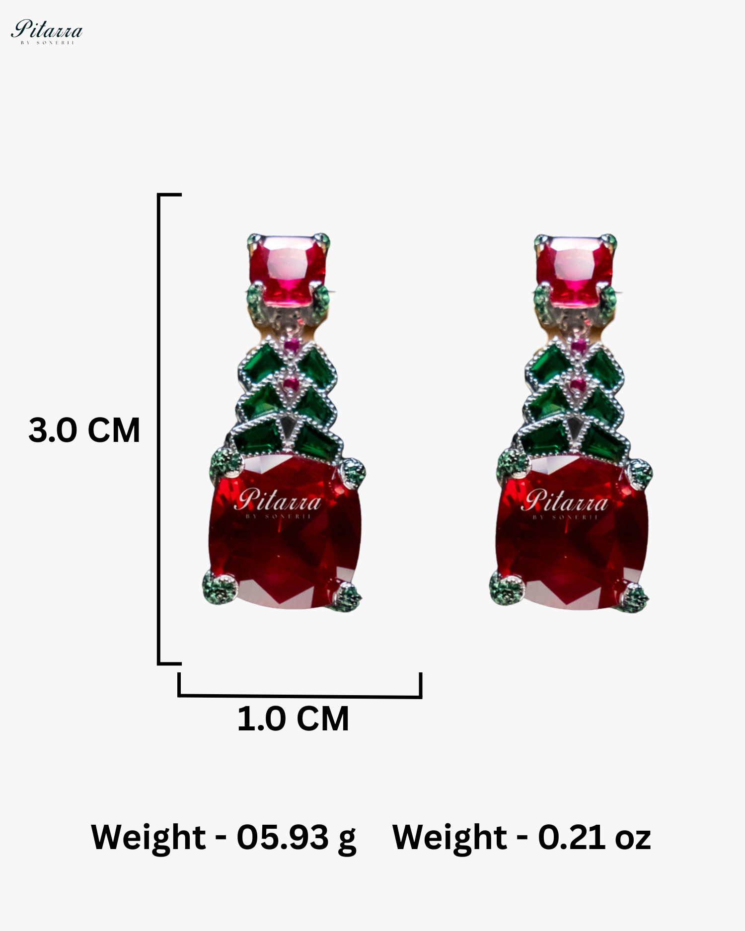 Ruby Red 92.5 Silver Plated Chain Pendent Necklace Set