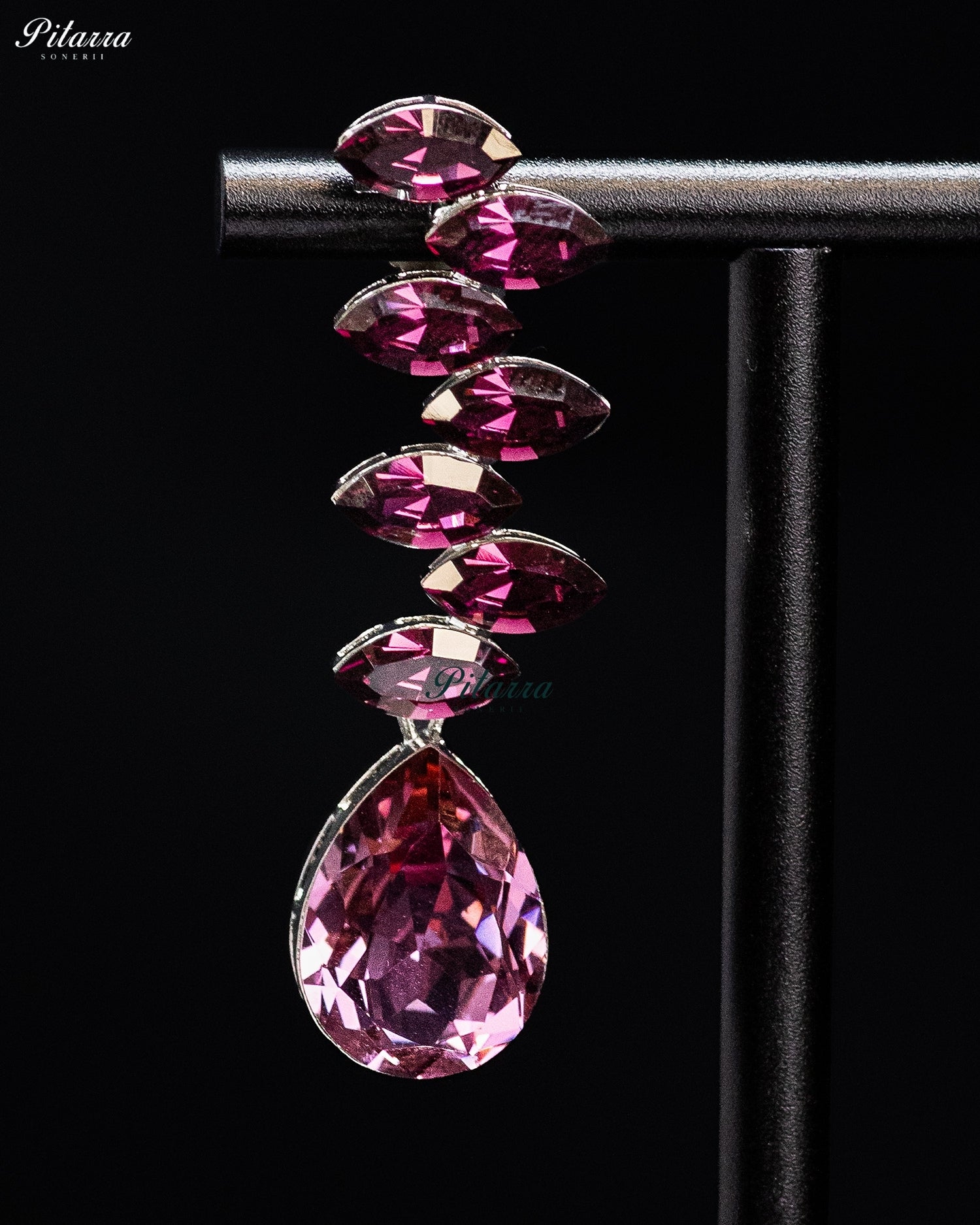 Pink Crystal Cascading Drop Earrings