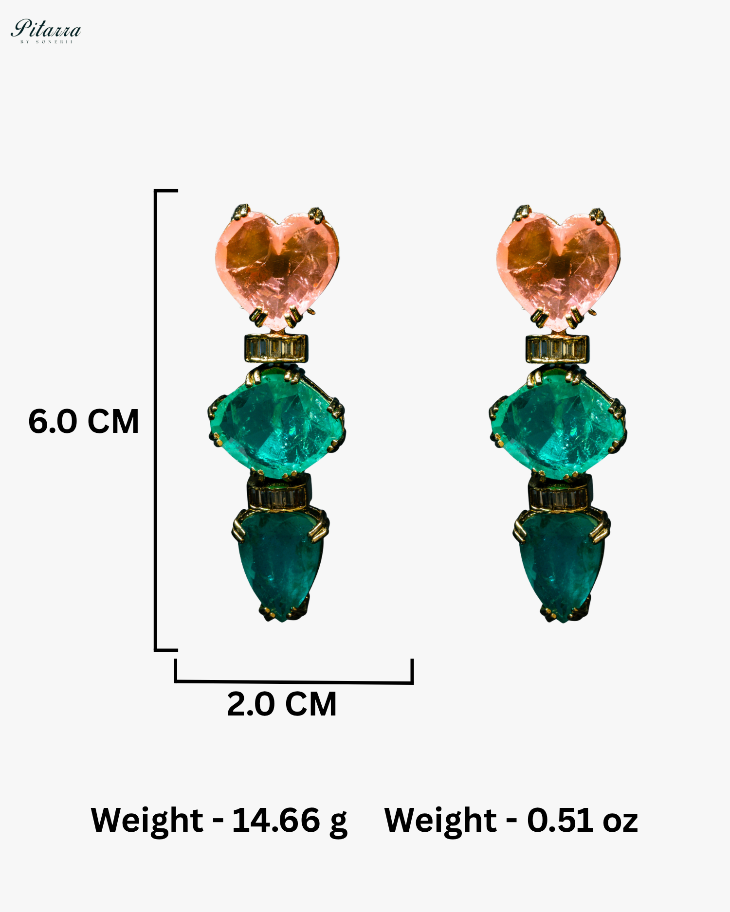 Peach and Aqua Crystal Dangler Earring