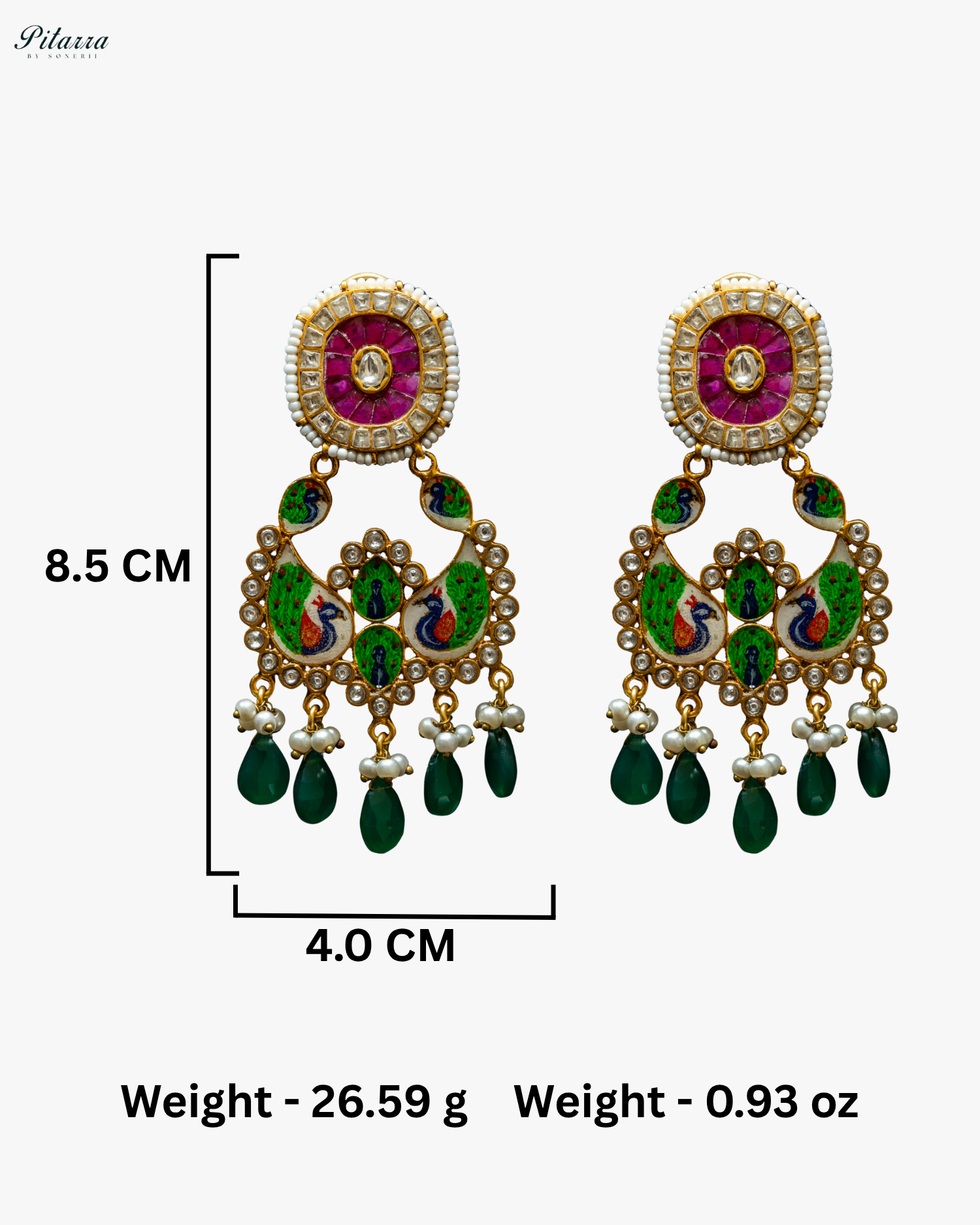 Green Meenakari Chandbaliyan Earrings