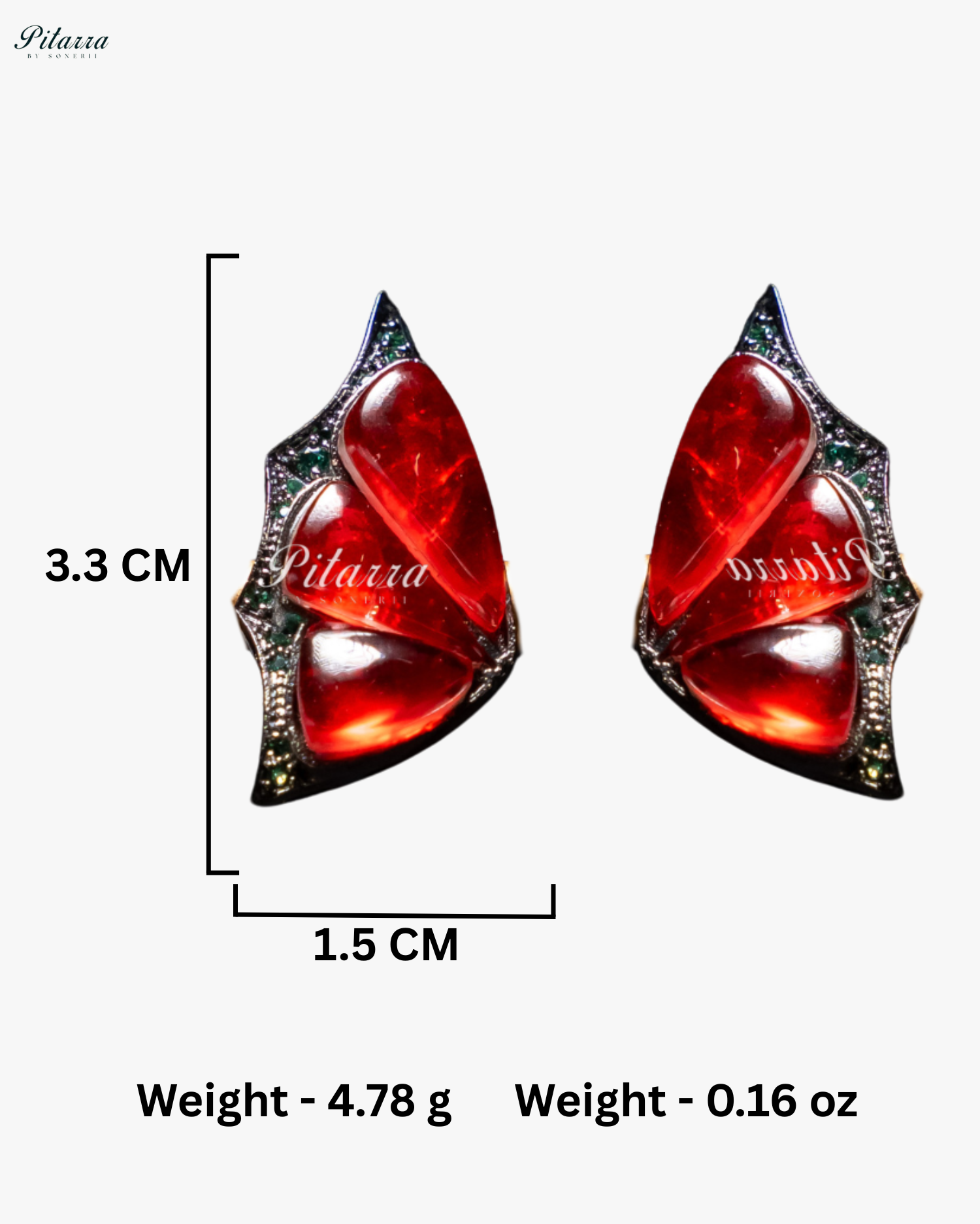Red Wing Shape CZ Crystal Stud Earrings