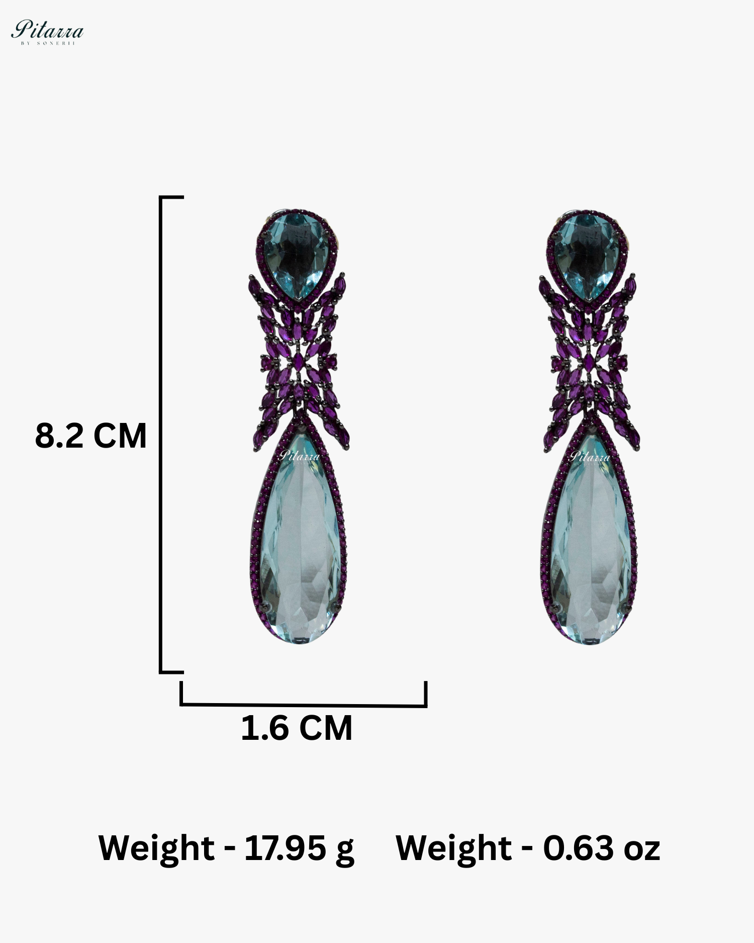 Turquoise Stone Purple Finish Contemporary Drop Earrings