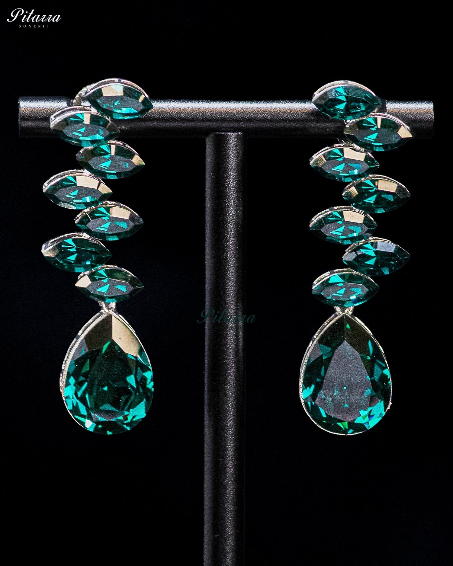 Blue Crystal Cascading Drop Earrings