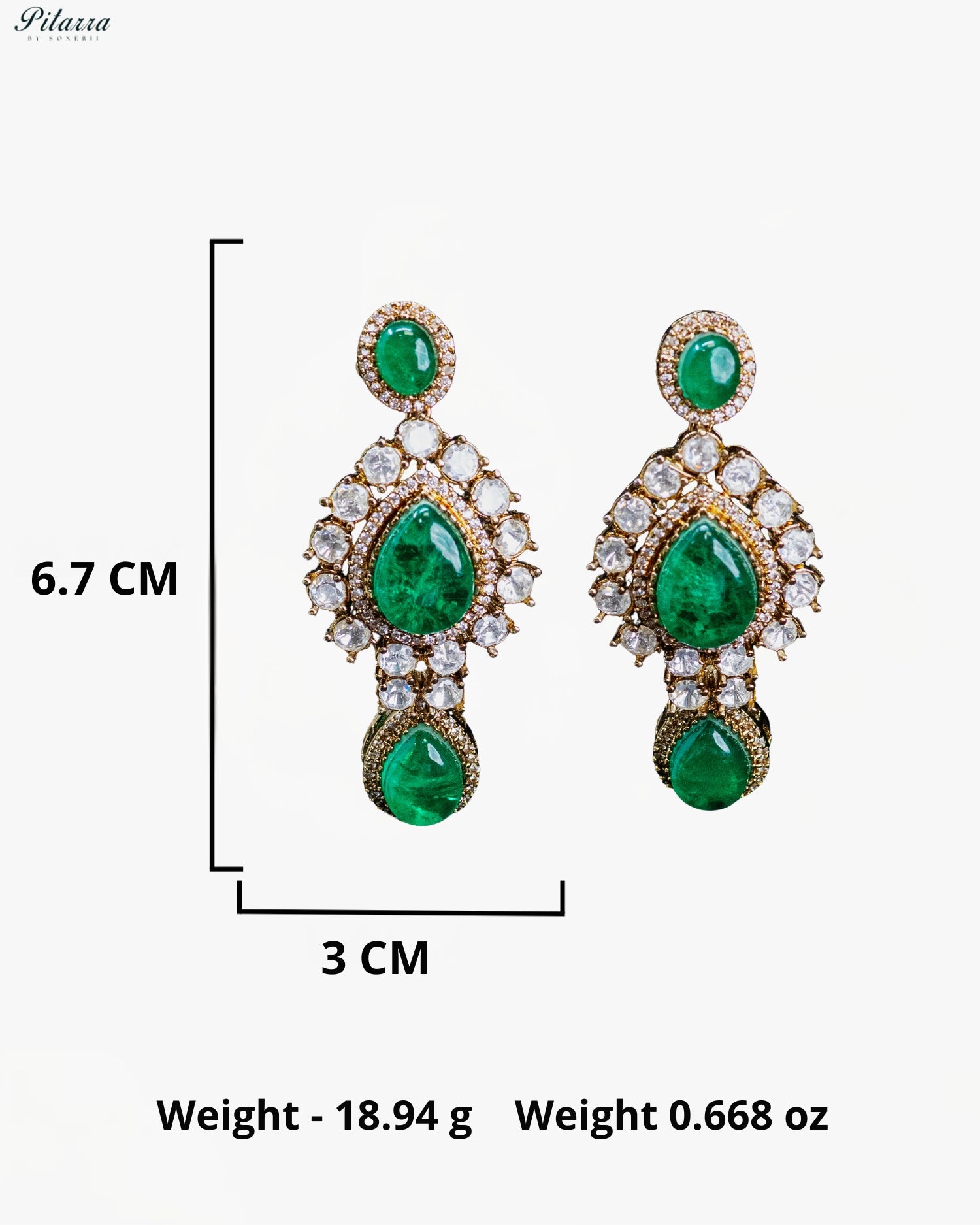 Green Teardrop Kundan Necklace Set