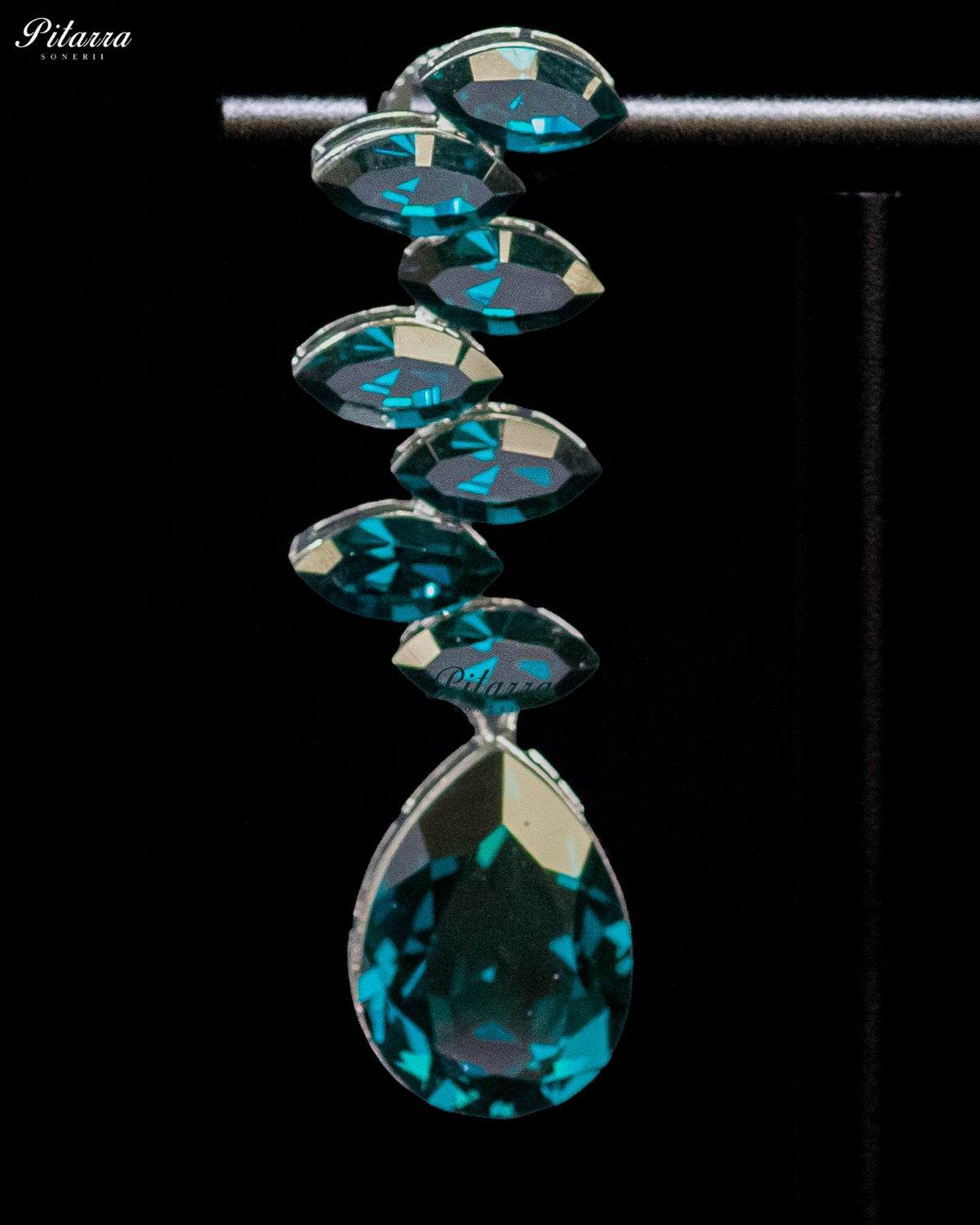 Blue Crystal Cascading Drop Earrings