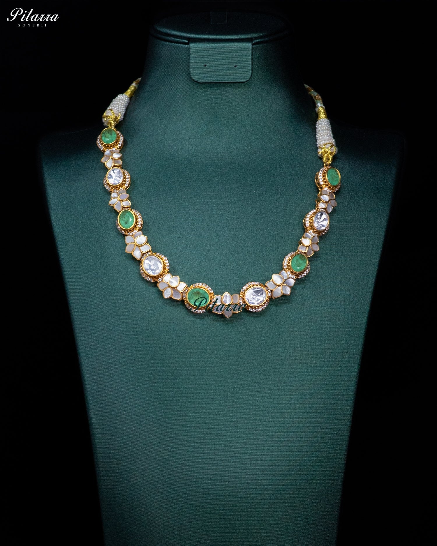 Emerald Bloom Kundan Necklace Set
