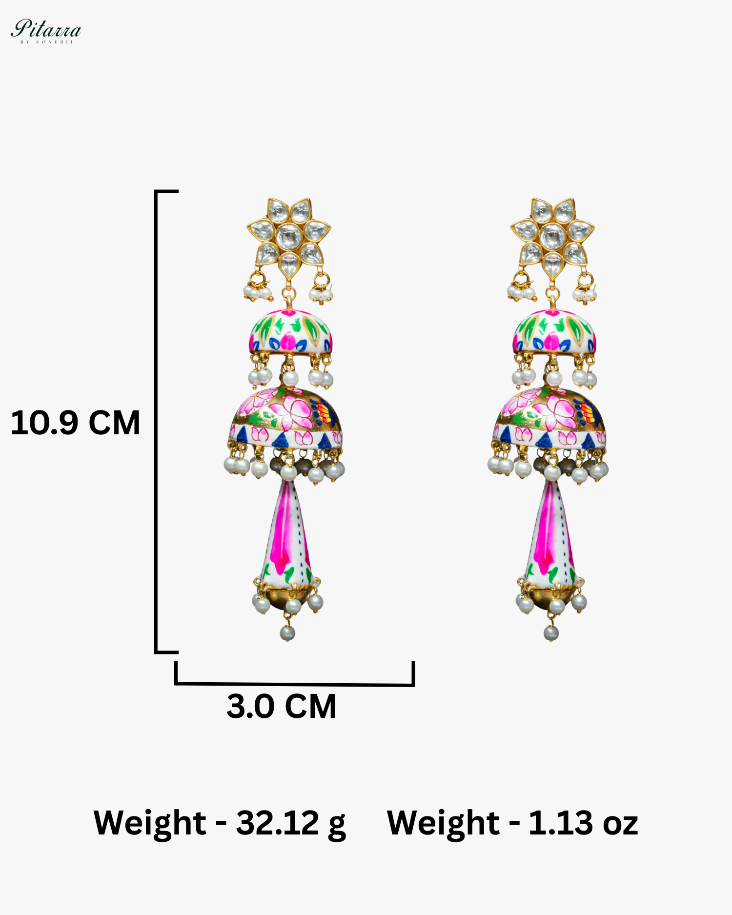 Classic Pitarra Minakari Three Tier Jhumki Earrings
