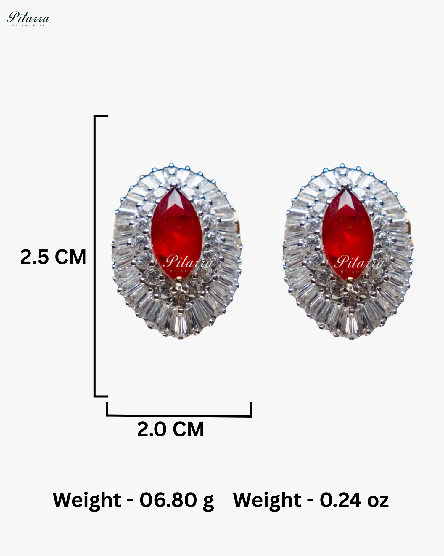 Pitarra Red Doublet 92.5 Silver Stud Earrings