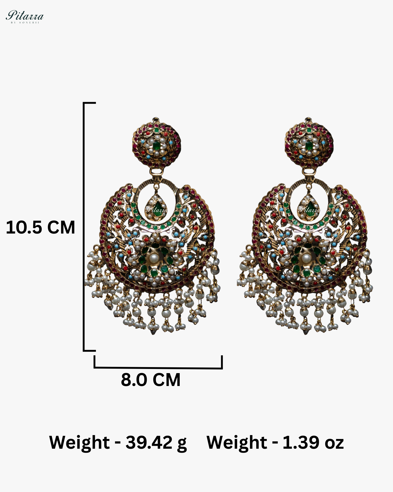 Emerald Stone Studded Punjabi Jadau Chandbali Earrings