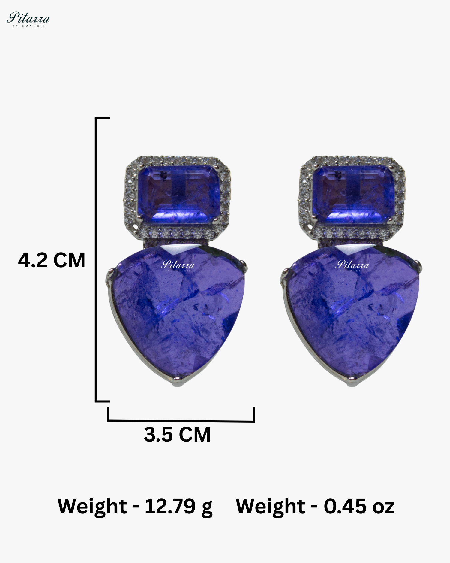 Periwinkle doublet Crystal Studded Dangler Earrings