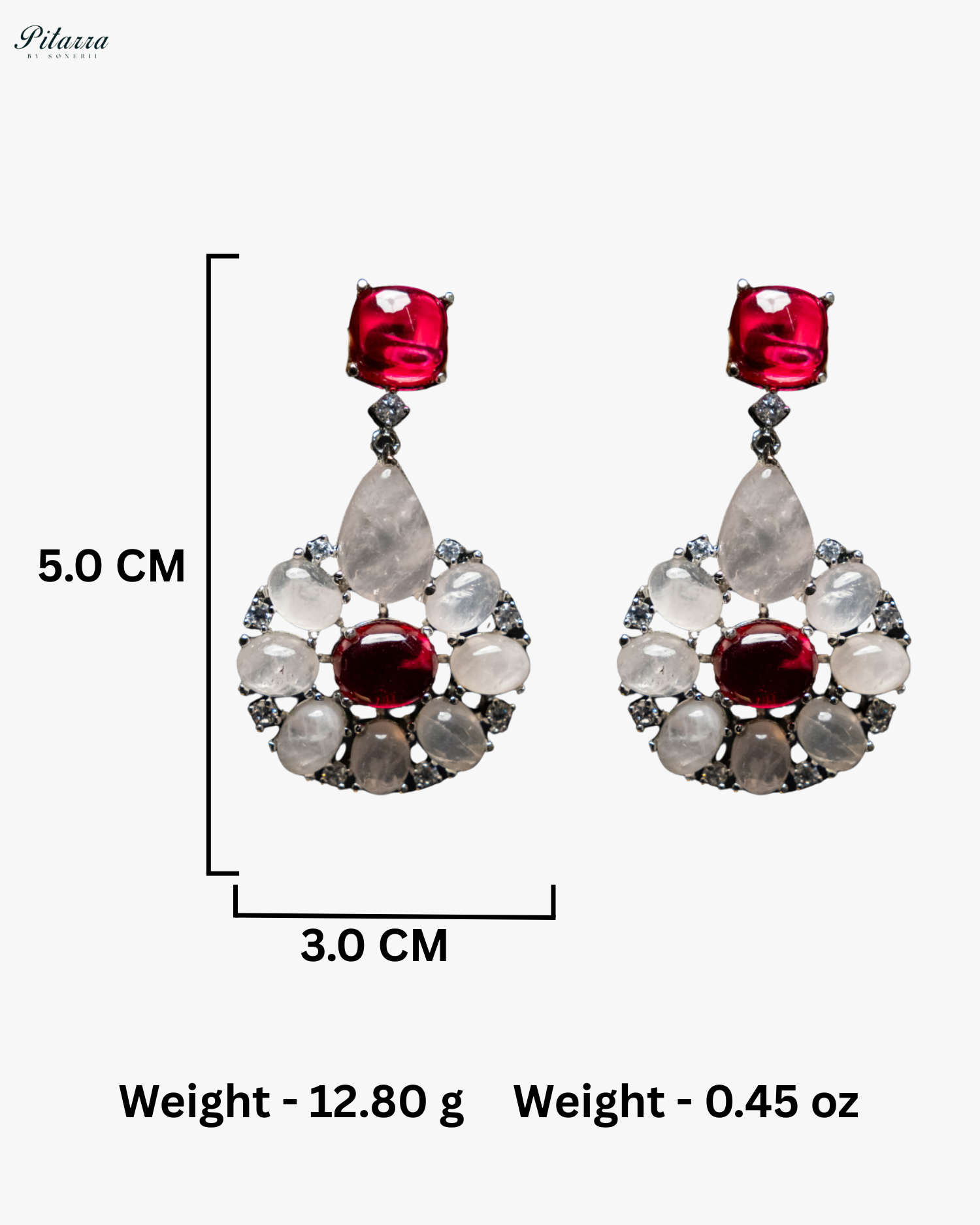 Floral Ruby Red CZ Drop Earrings