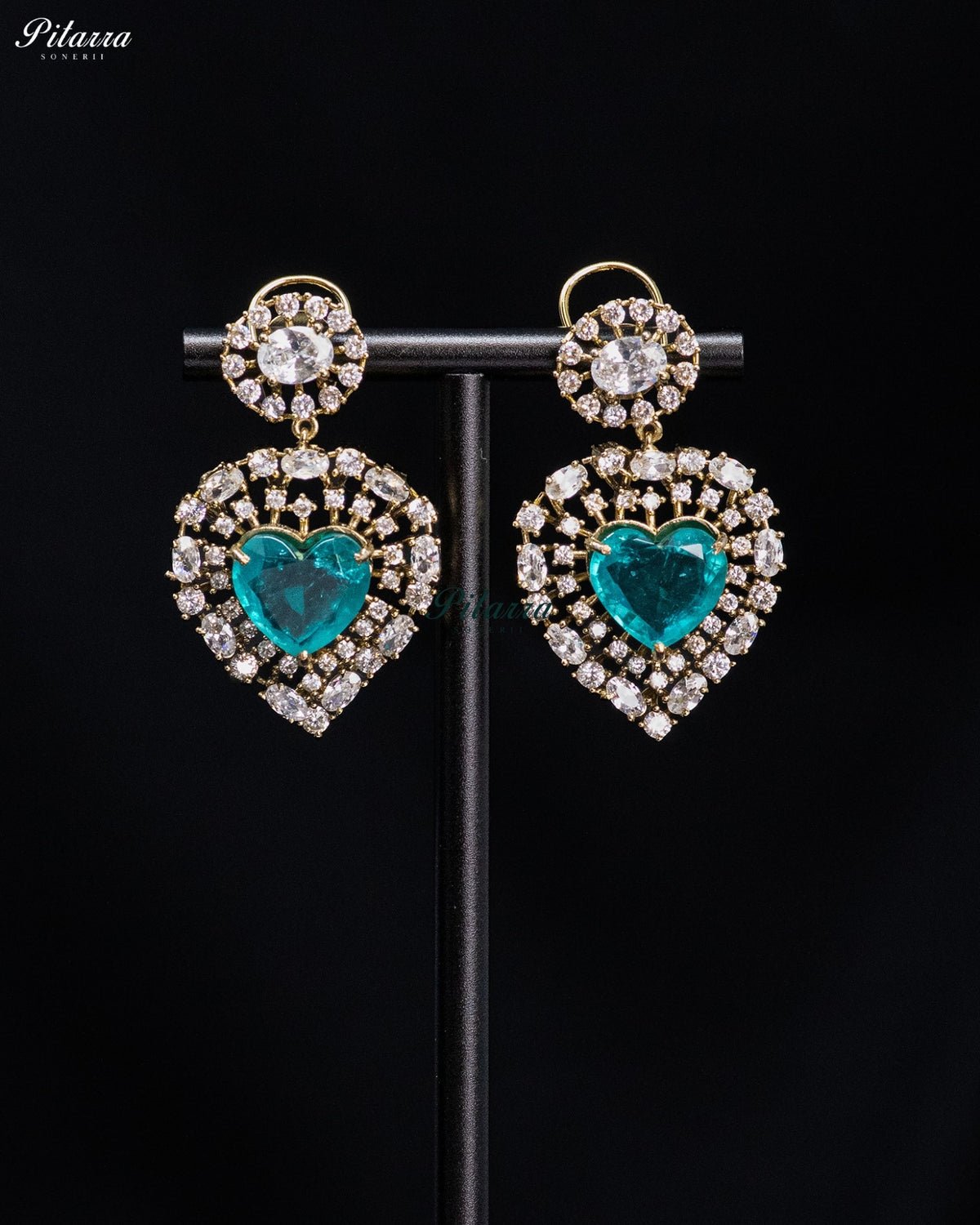Aqua Blue Heart Kundan Long Necklace Set