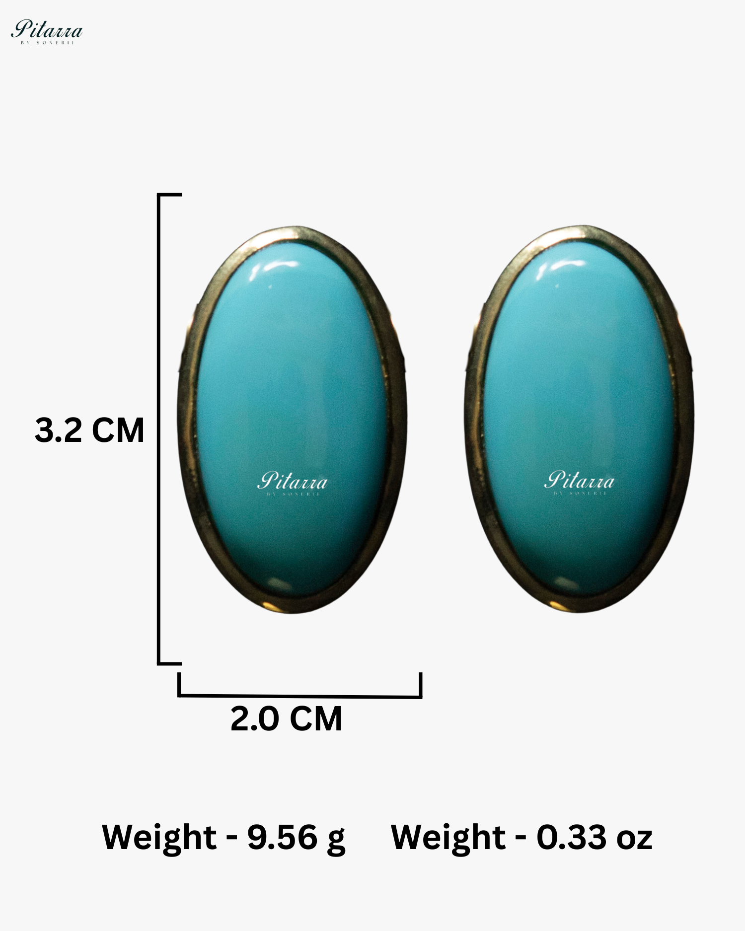 Turquoise Oval Shape Gold Tone Stud Earrings