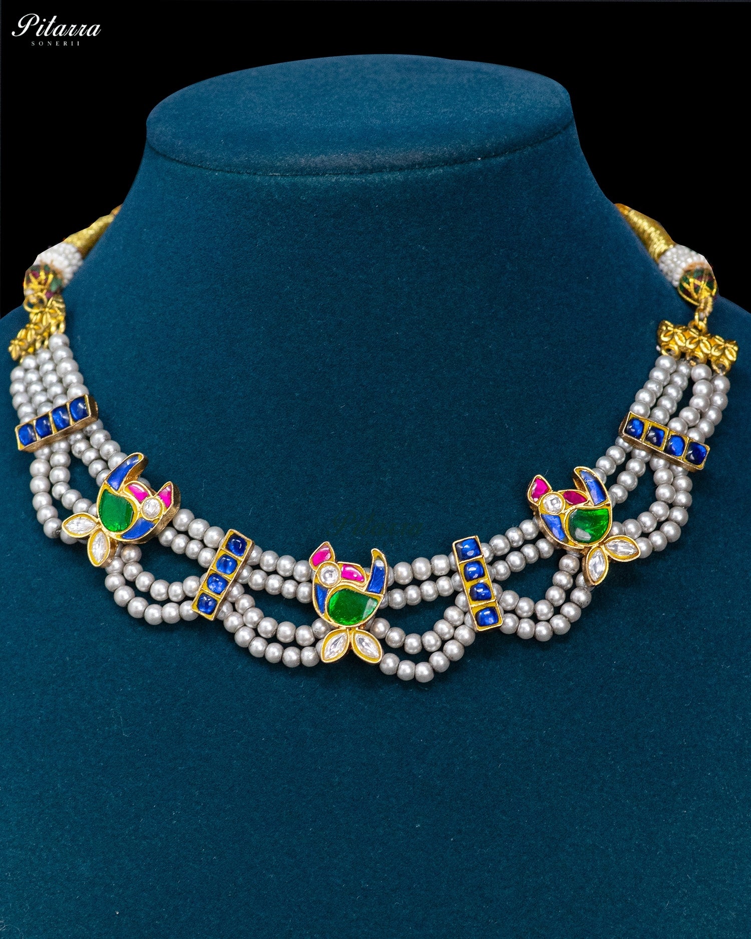 Royal Multicolor Meenakari Kundan Pearl Necklace Set