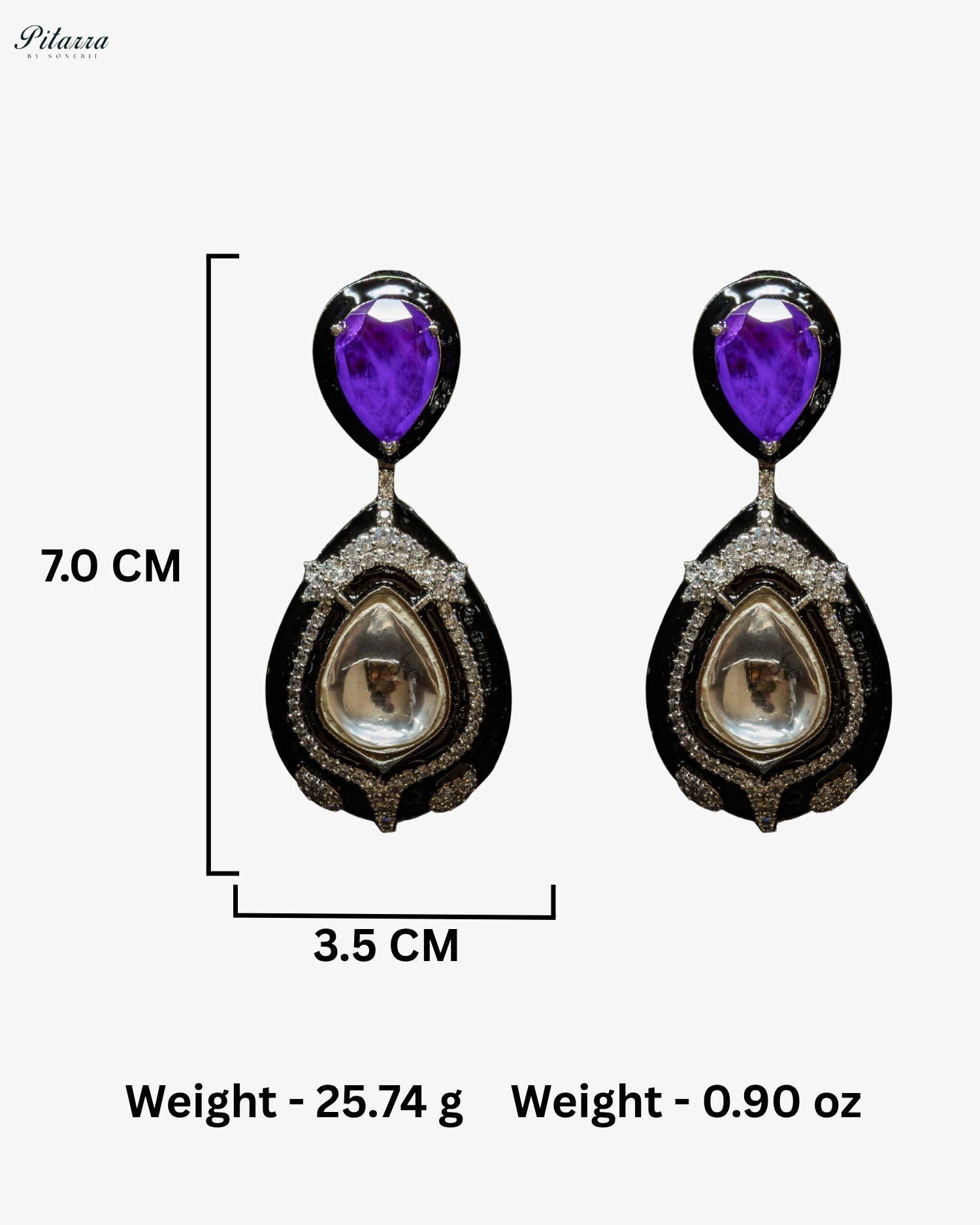 Purple Stone Crystal Drop Dangler Earrings