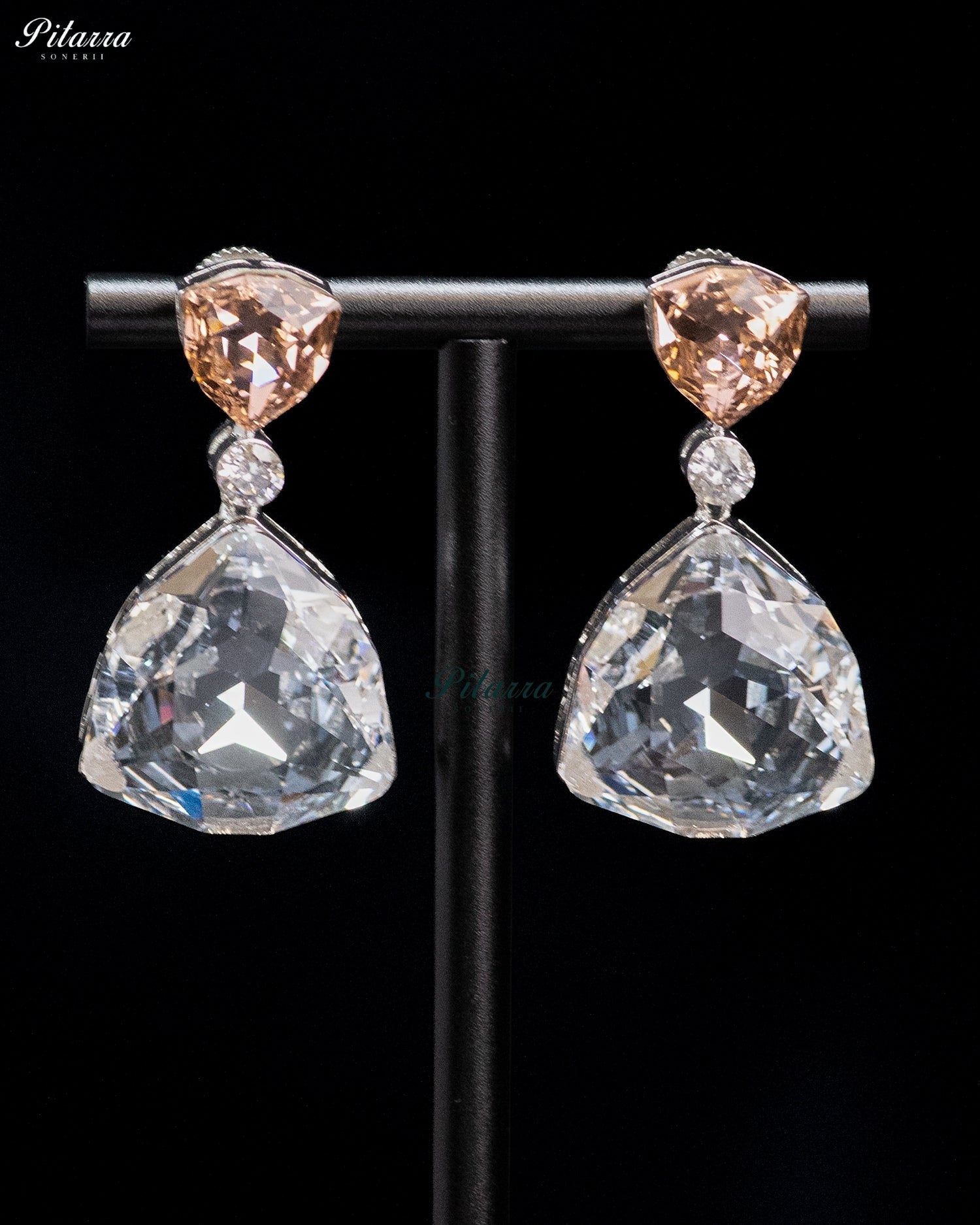 Champagne Crystal Statement Drop Earrings