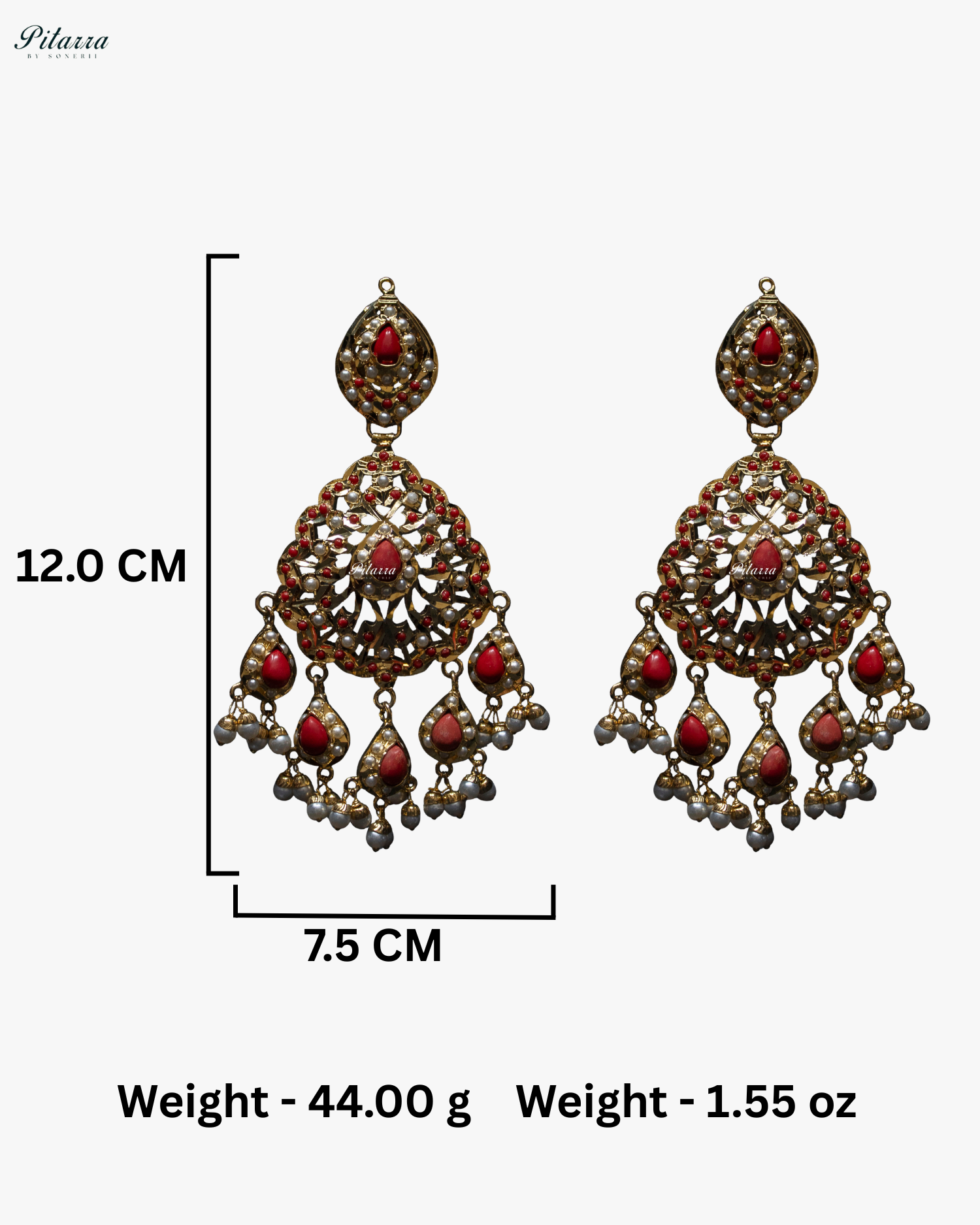 Red Studed Handcrafted Chandbali Earrings