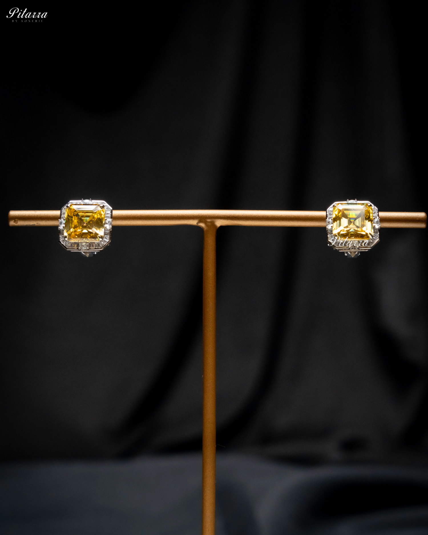 Yellow Cubic Zirconia 92.5 Silver Plated Stud Earrings