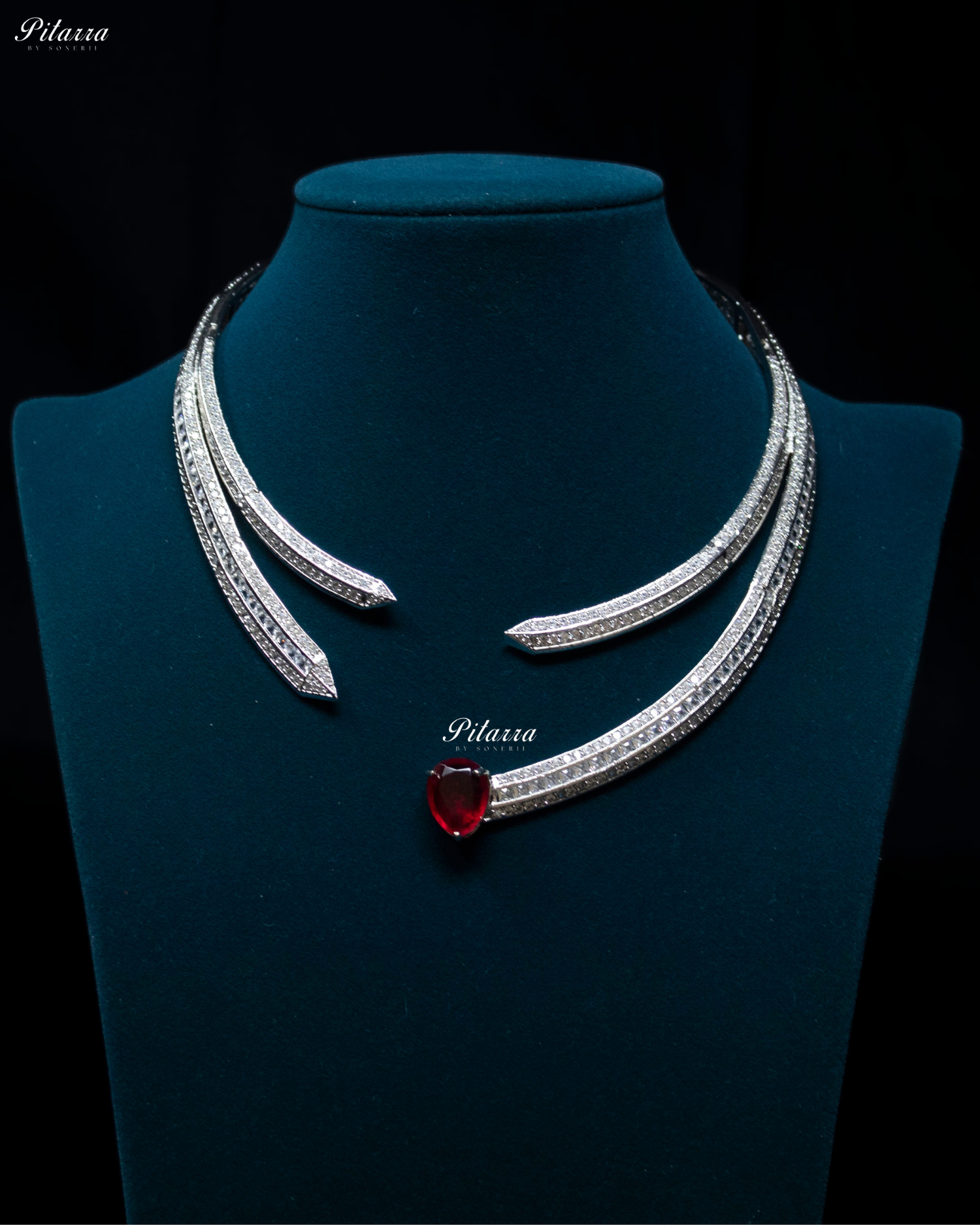 Red Stone CZ Crystal Choker Set