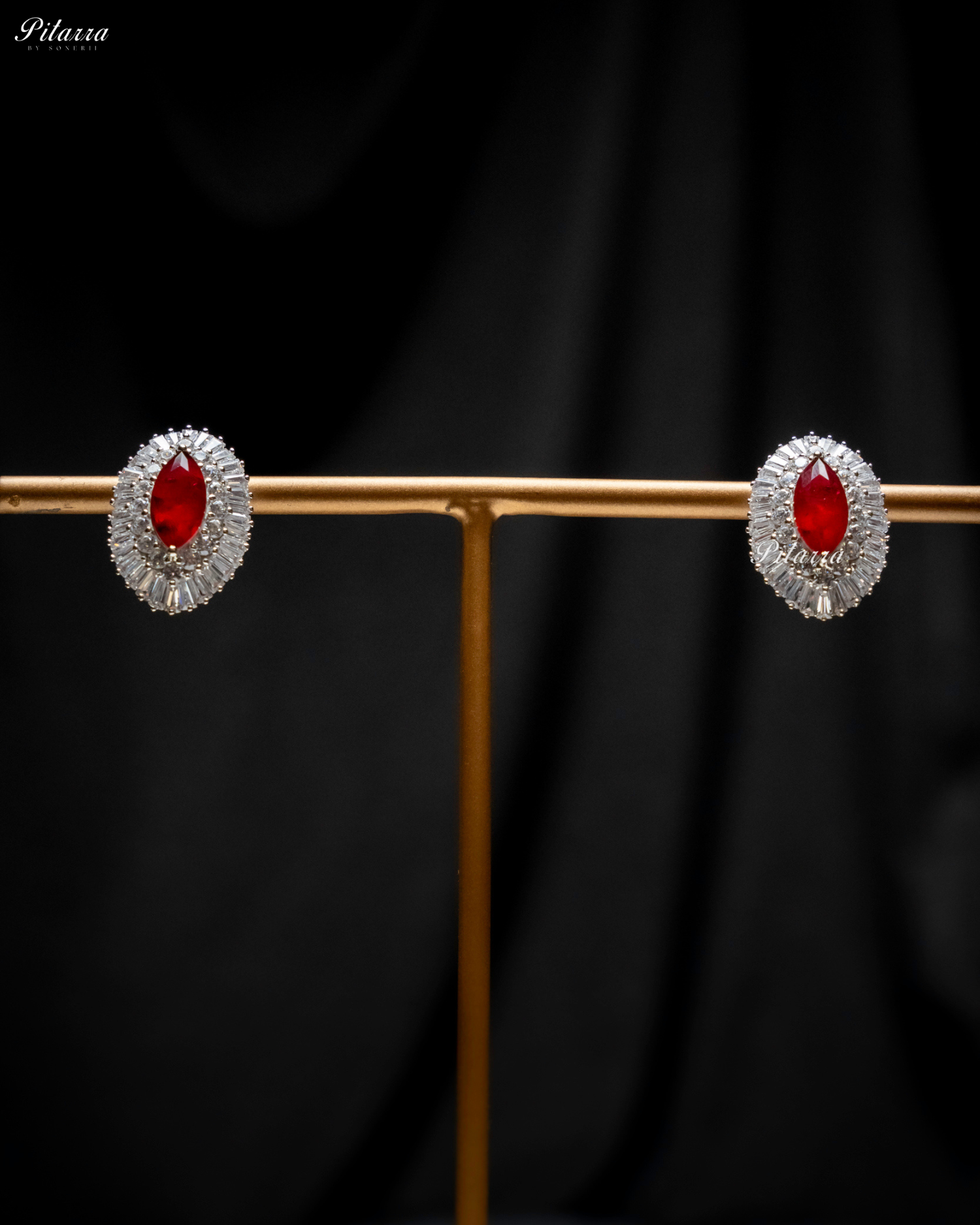 Pitarra Red Doublet 92.5 Silver Stud Earrings