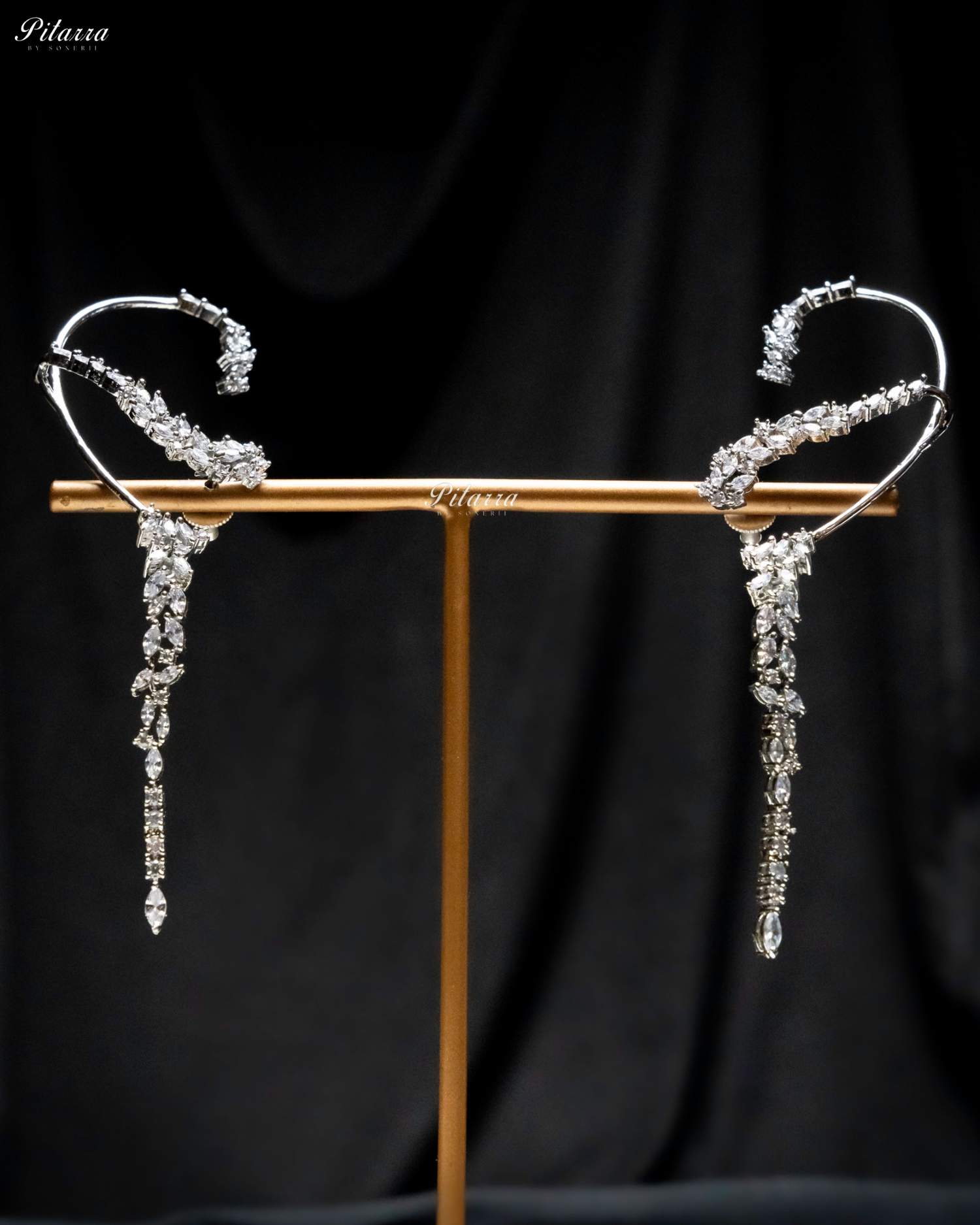 Fiery Flow White Stone EarCuff Crystal Earrings