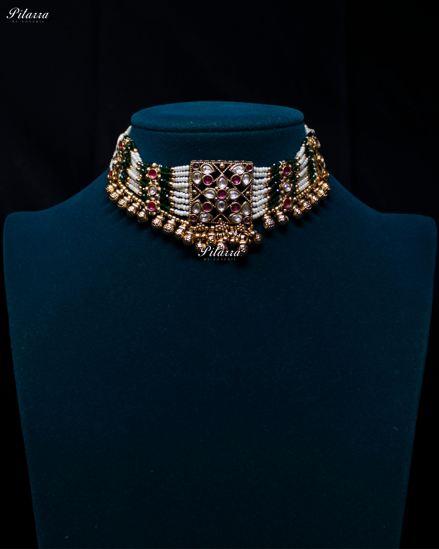 Multicolor Stone Pearl Pachi Kundan Choker Set