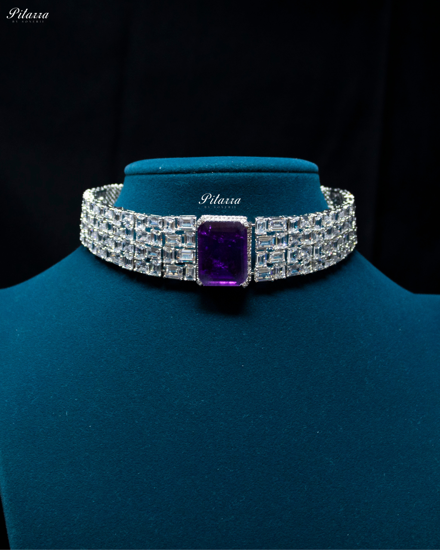 Purple Stones Crystal Choker Set