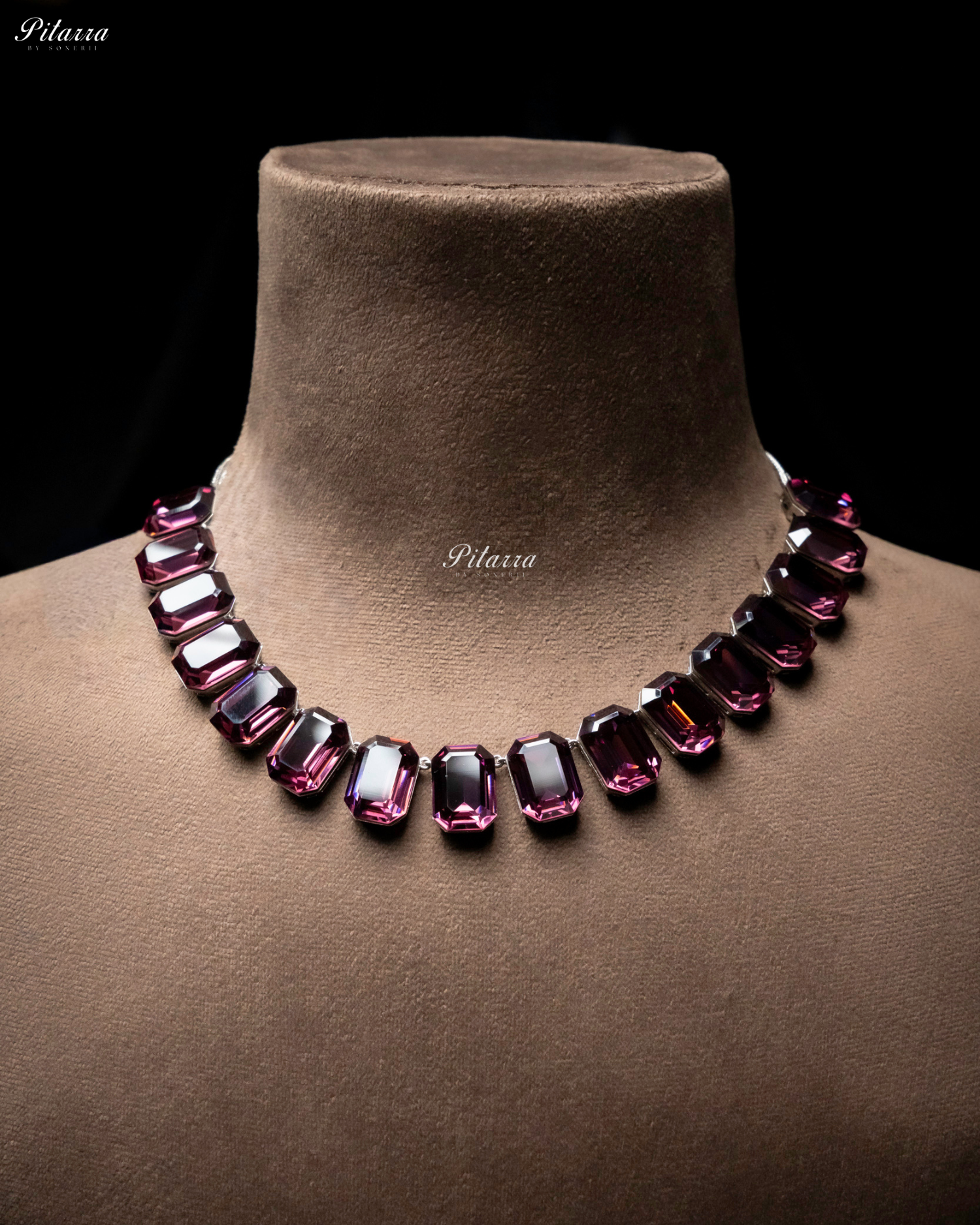 Octagon Cut Amethyst Oversized Crystal Statement Necklace