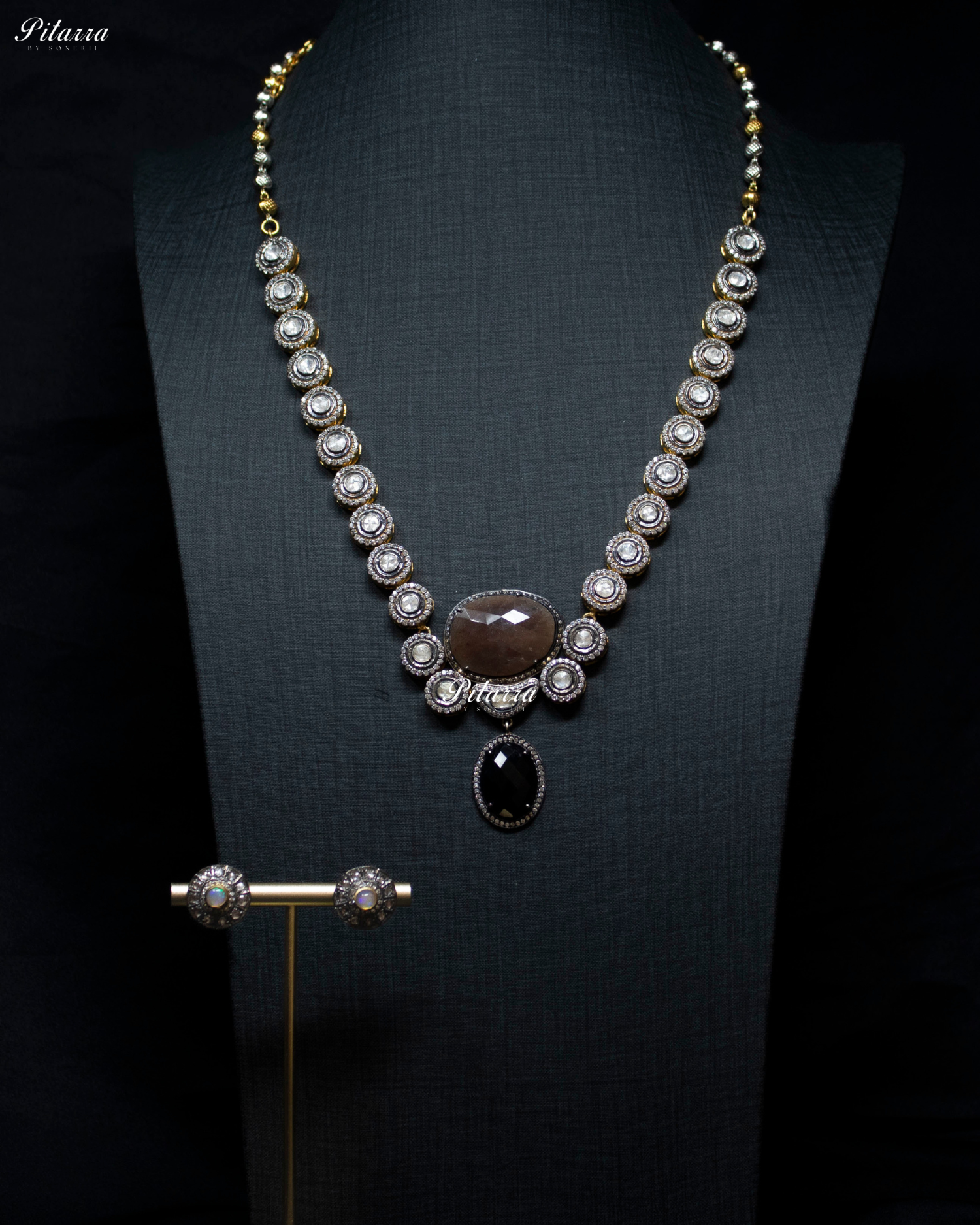 Victorian Elegance Stone 92.5 Silver Necklace