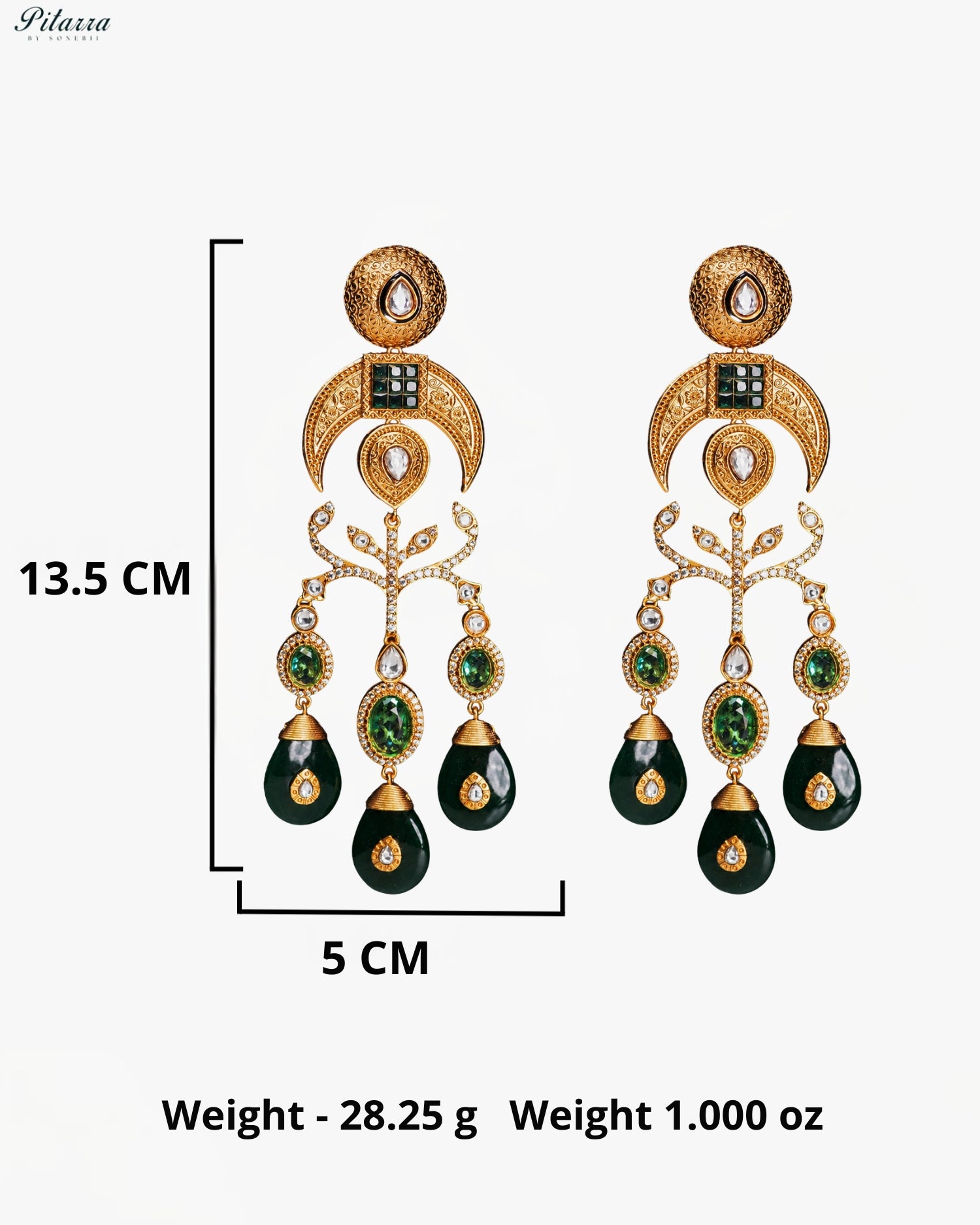 Emerald Green Crystal Statement Chandbali Earrings