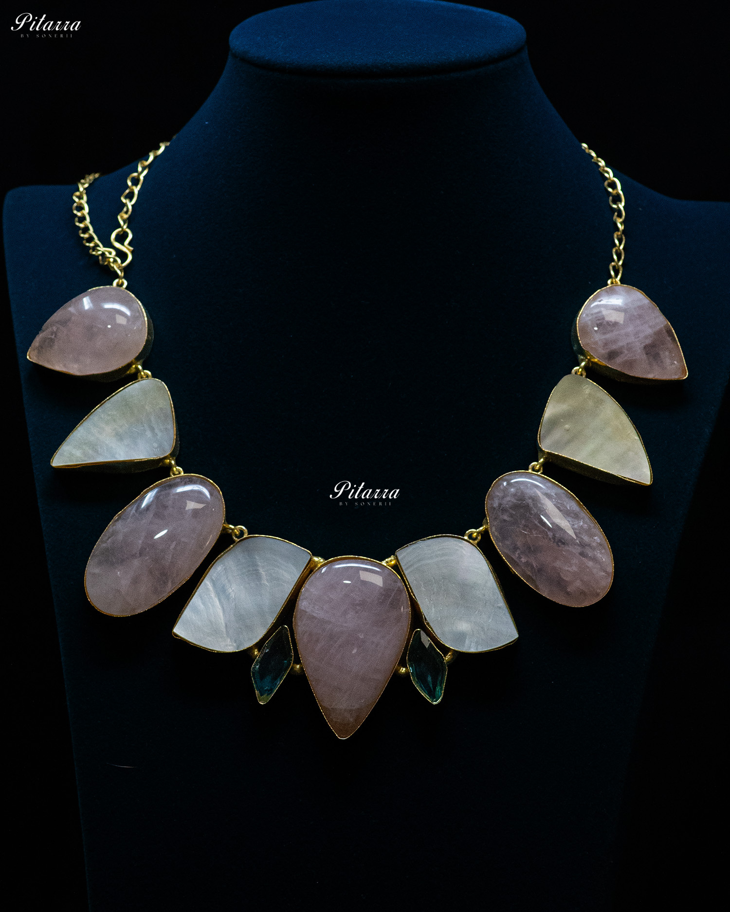 Peach Drop Multi Sculptural Stone Statement Necklace Set