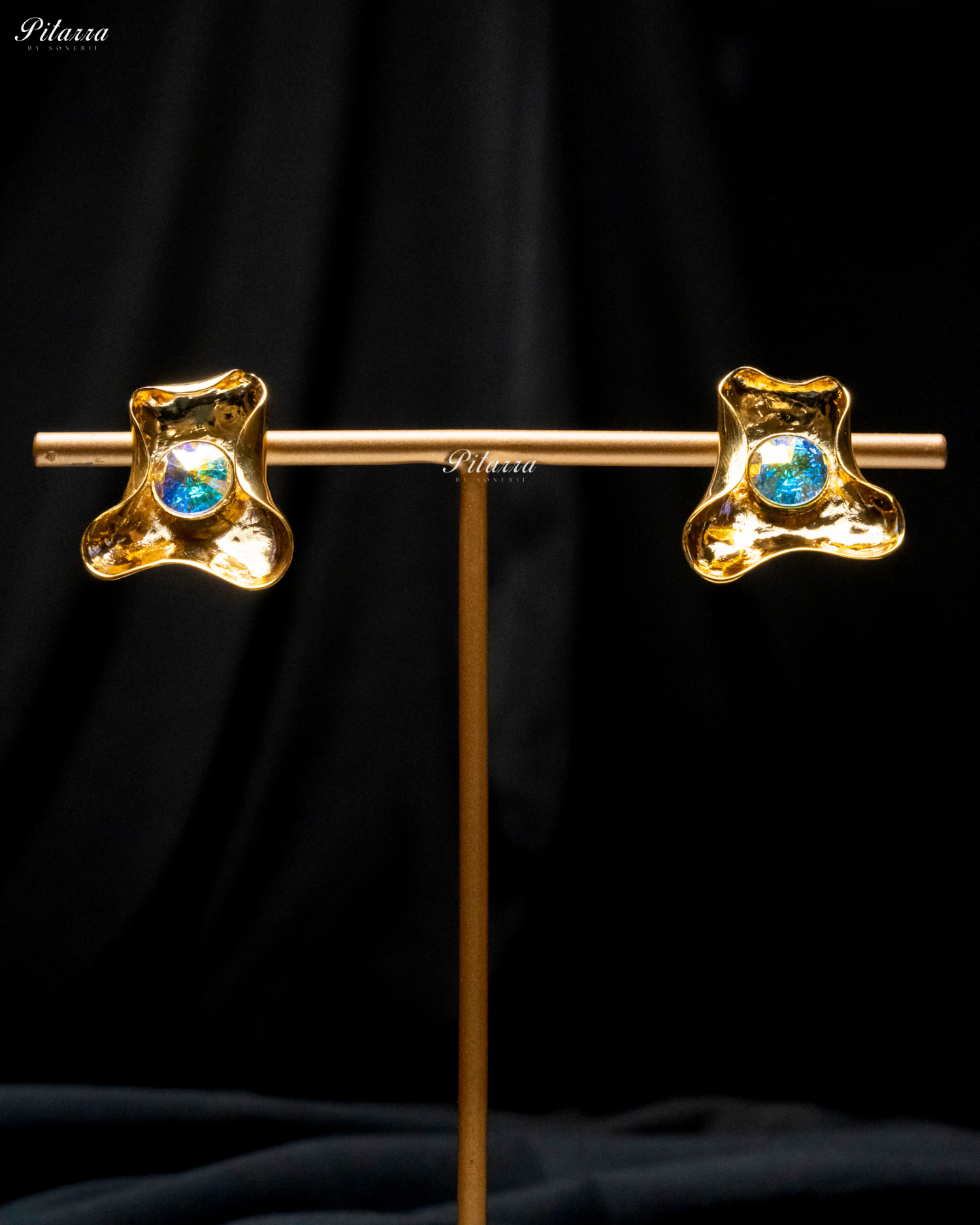 Firoza Stone Gold Plated Trendy Stud Earrings