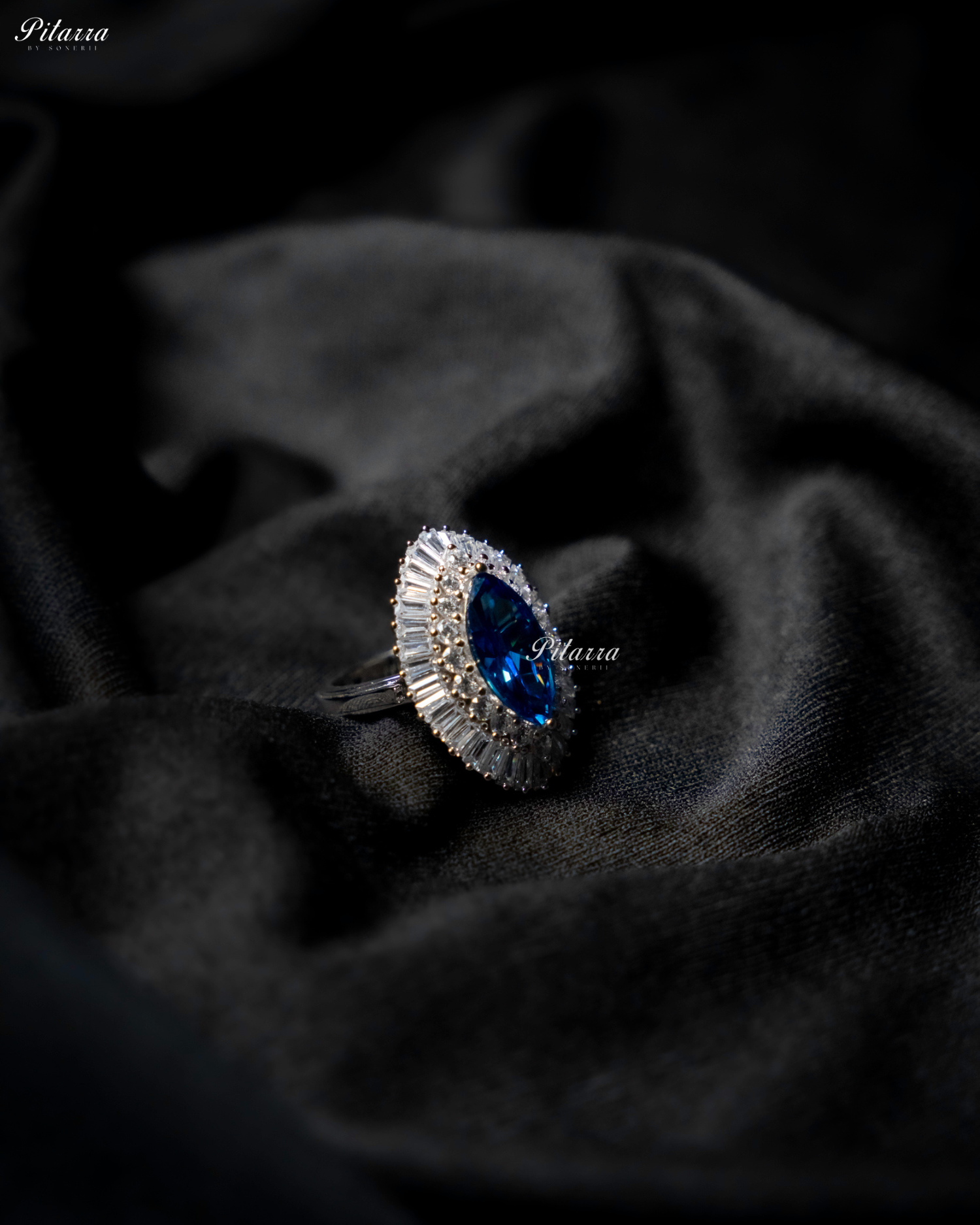 Pitarra Blue Stone Crystal 92.5 Silver Ring