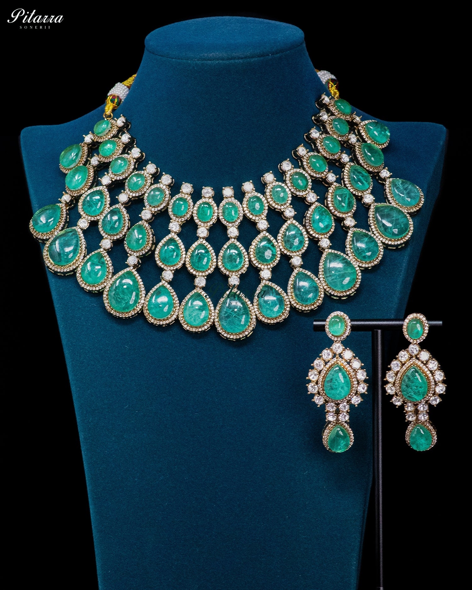 Emerald Cascade Kundan Necklace Set