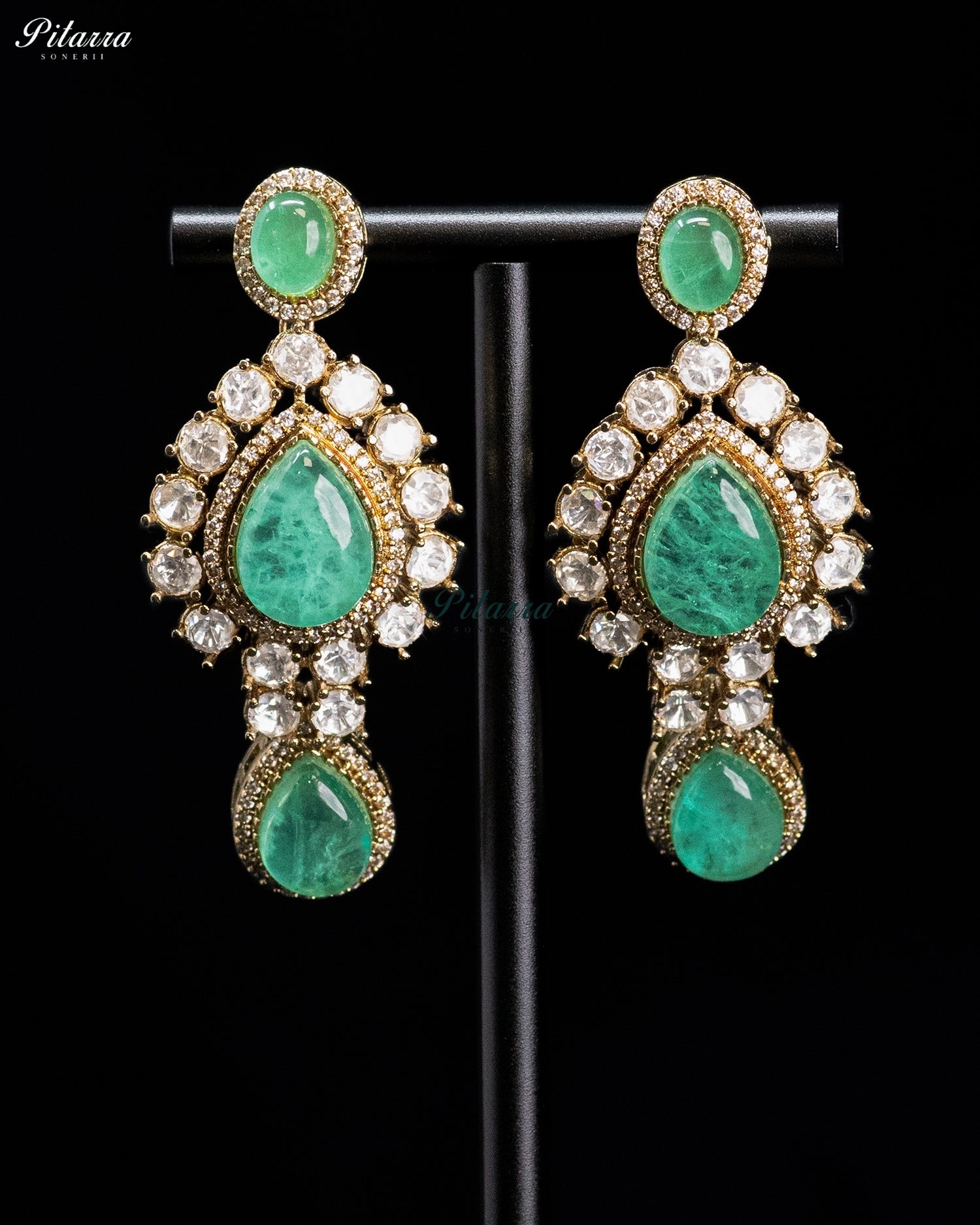 Emerald Cascade Kundan Necklace Set
