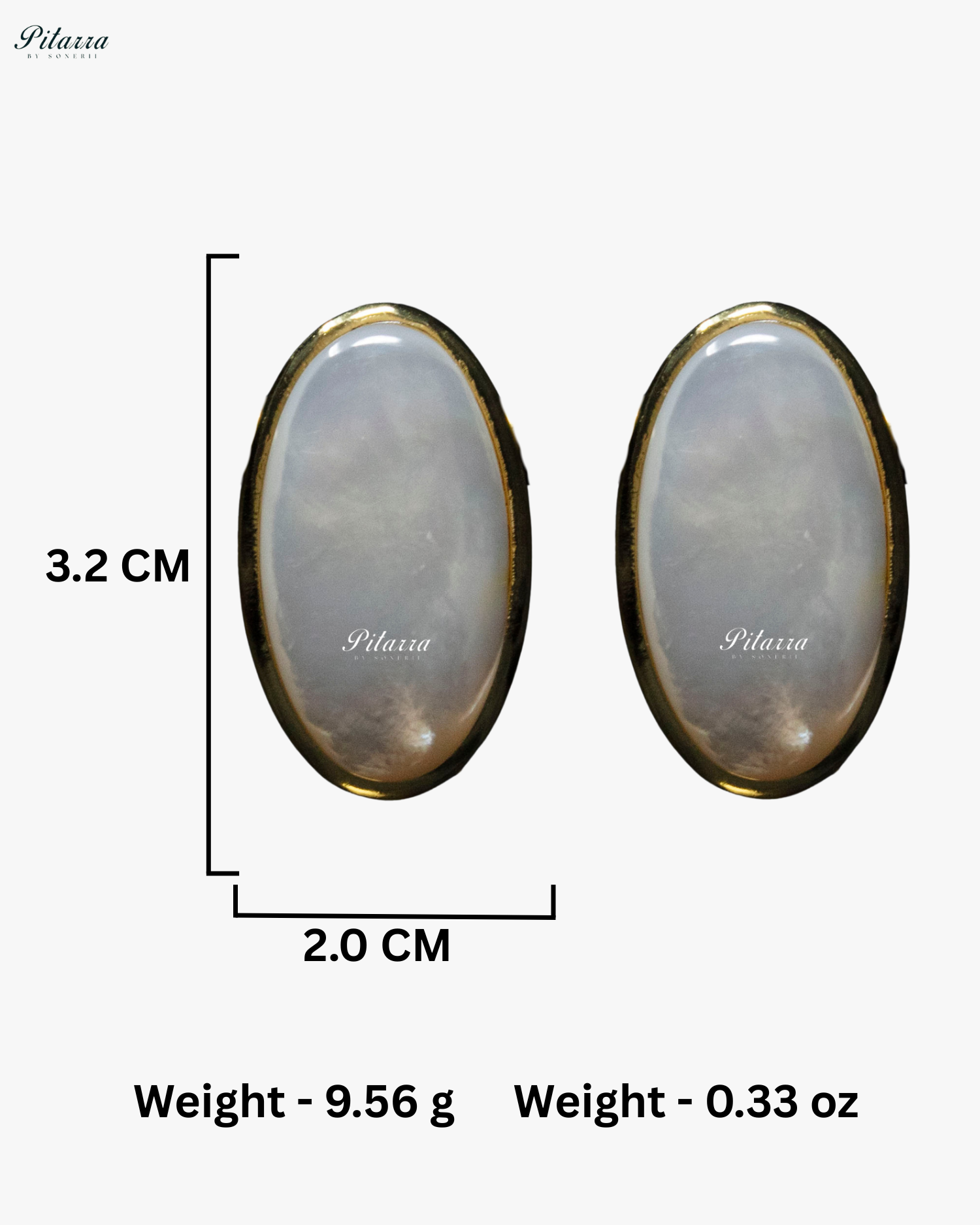 White Oval Shape Gold Tone Stud Earrings