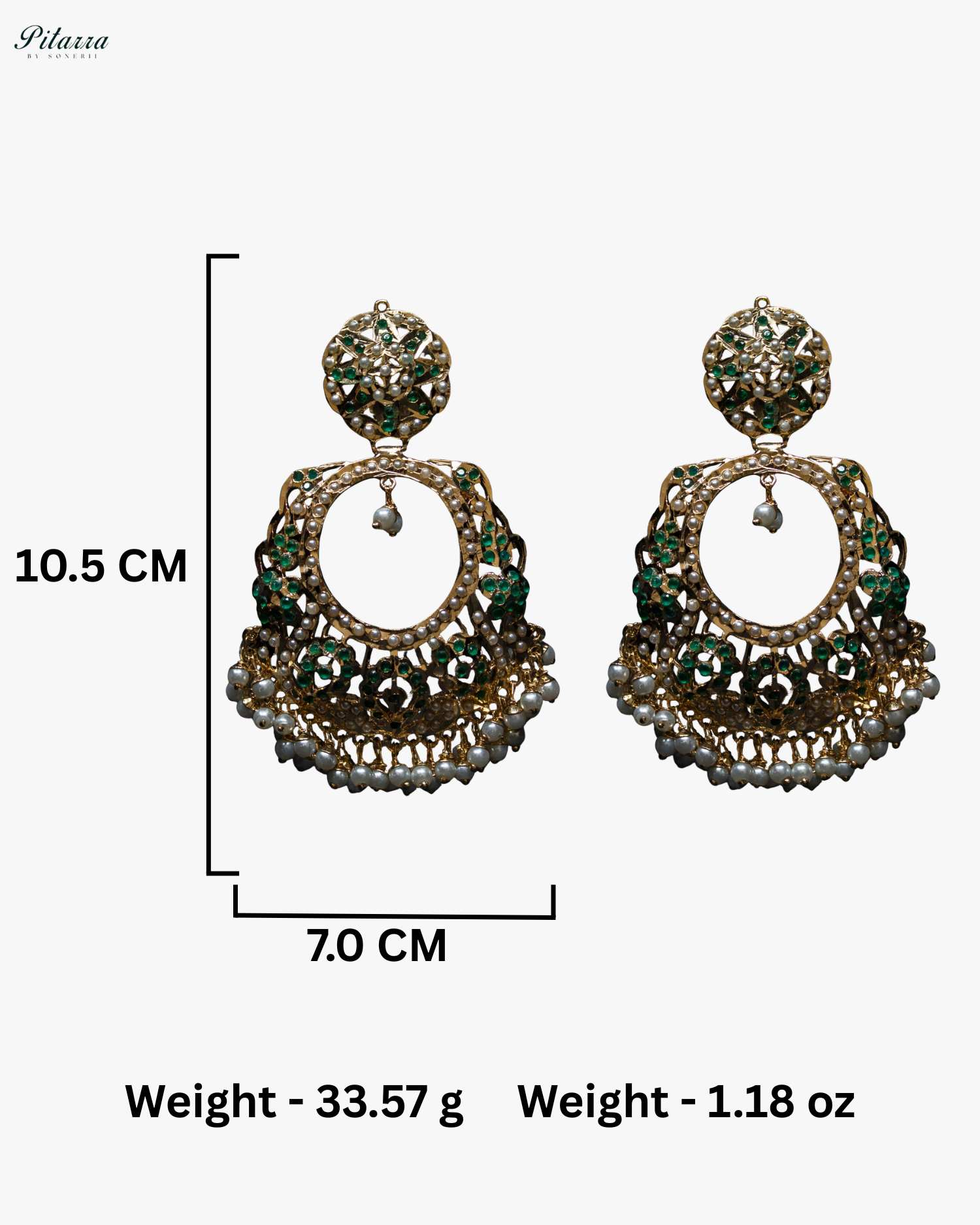 Emerald Stone Circular Punjabi Chandbali Earrings