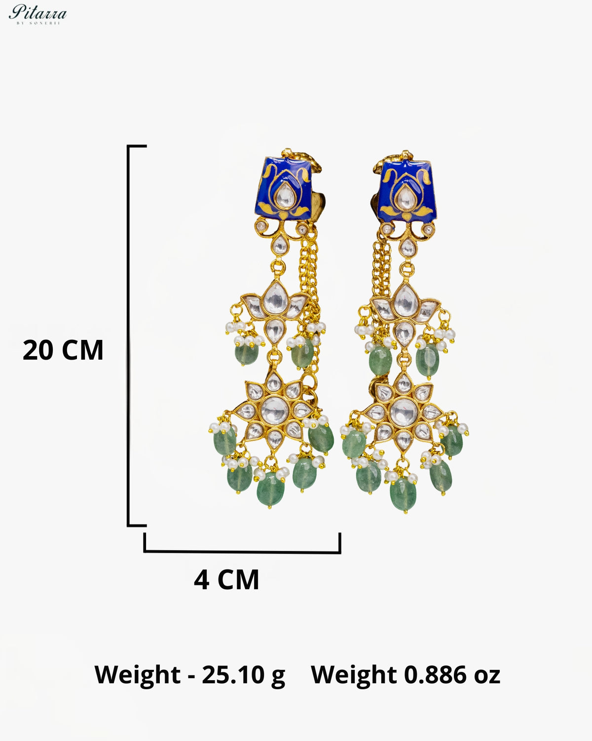 Blue & Green Floral Kundan Necklace Set
