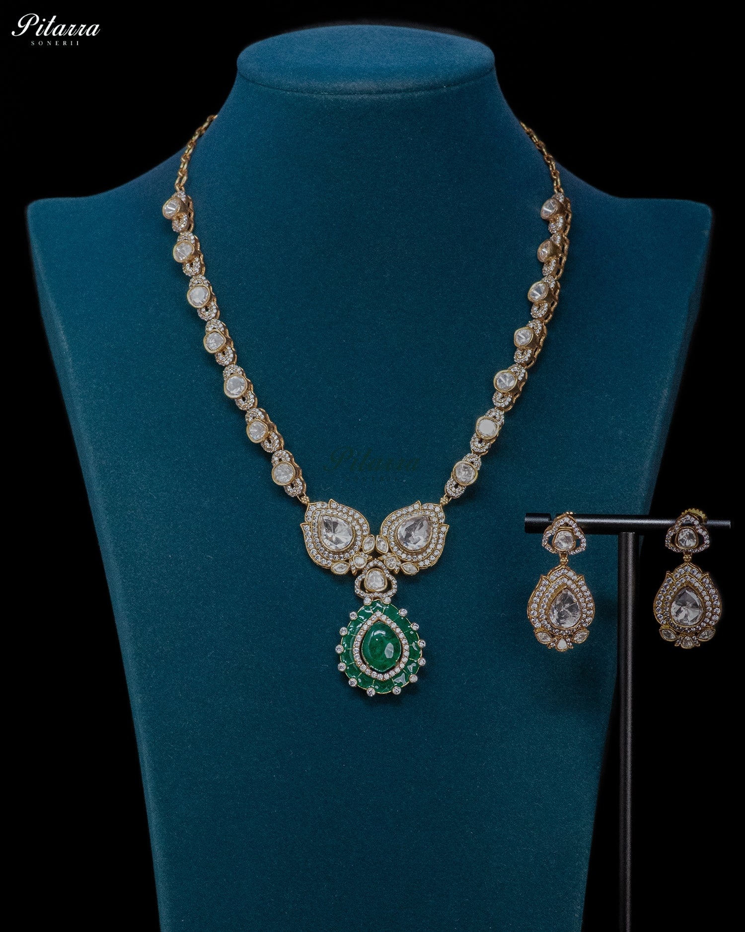 Emerald Elegance Drop Necklace Set