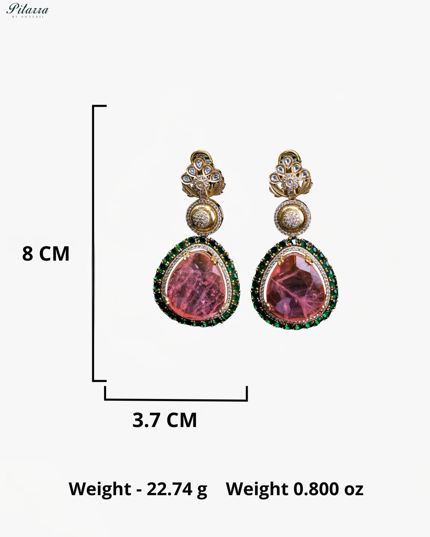 Pink Teardrop Floral Kundan Necklace Set